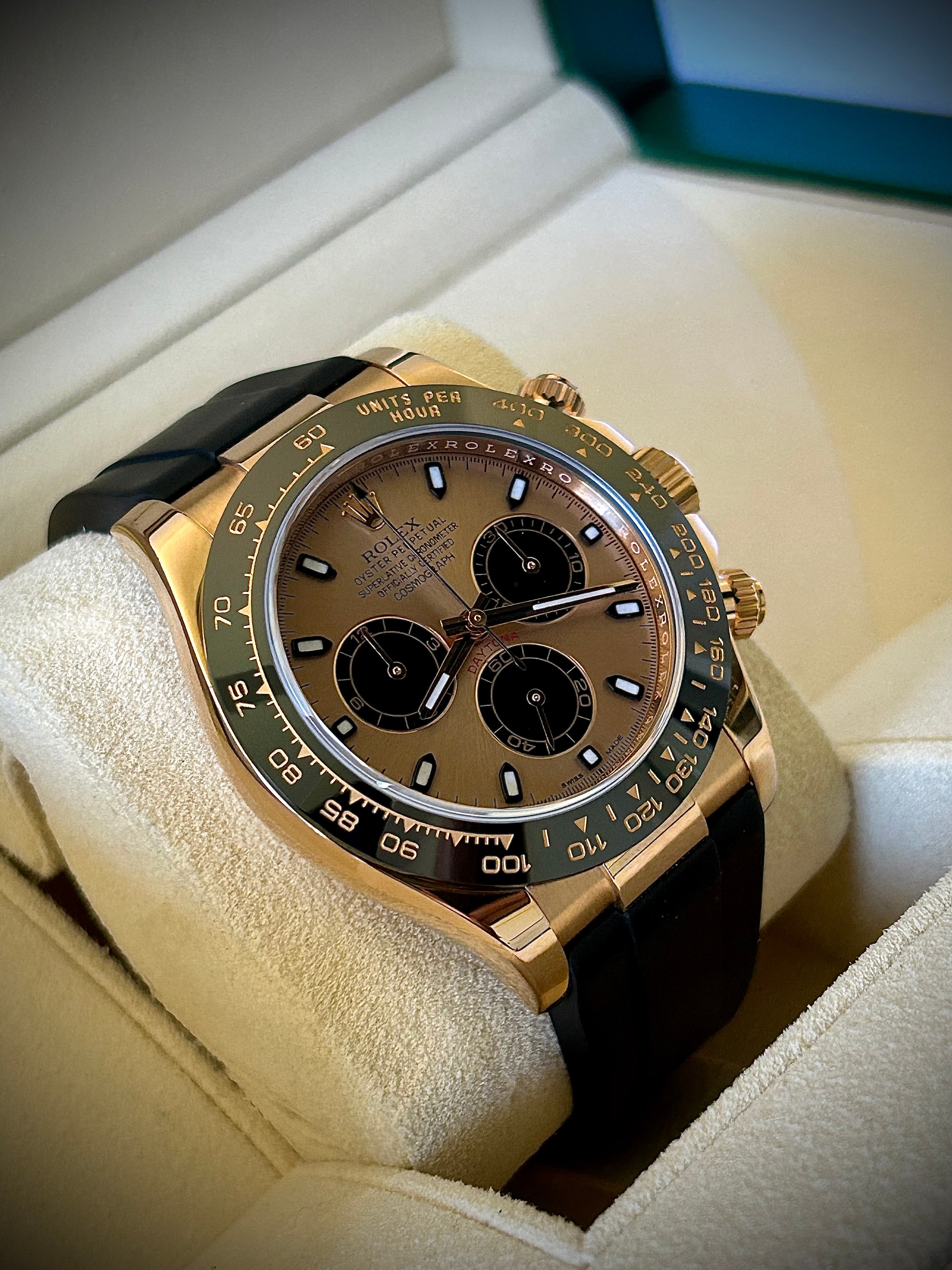 2018 ROLEX DAYTONA 116515LN, “PINK” DIAL, FULL SET, INC GST