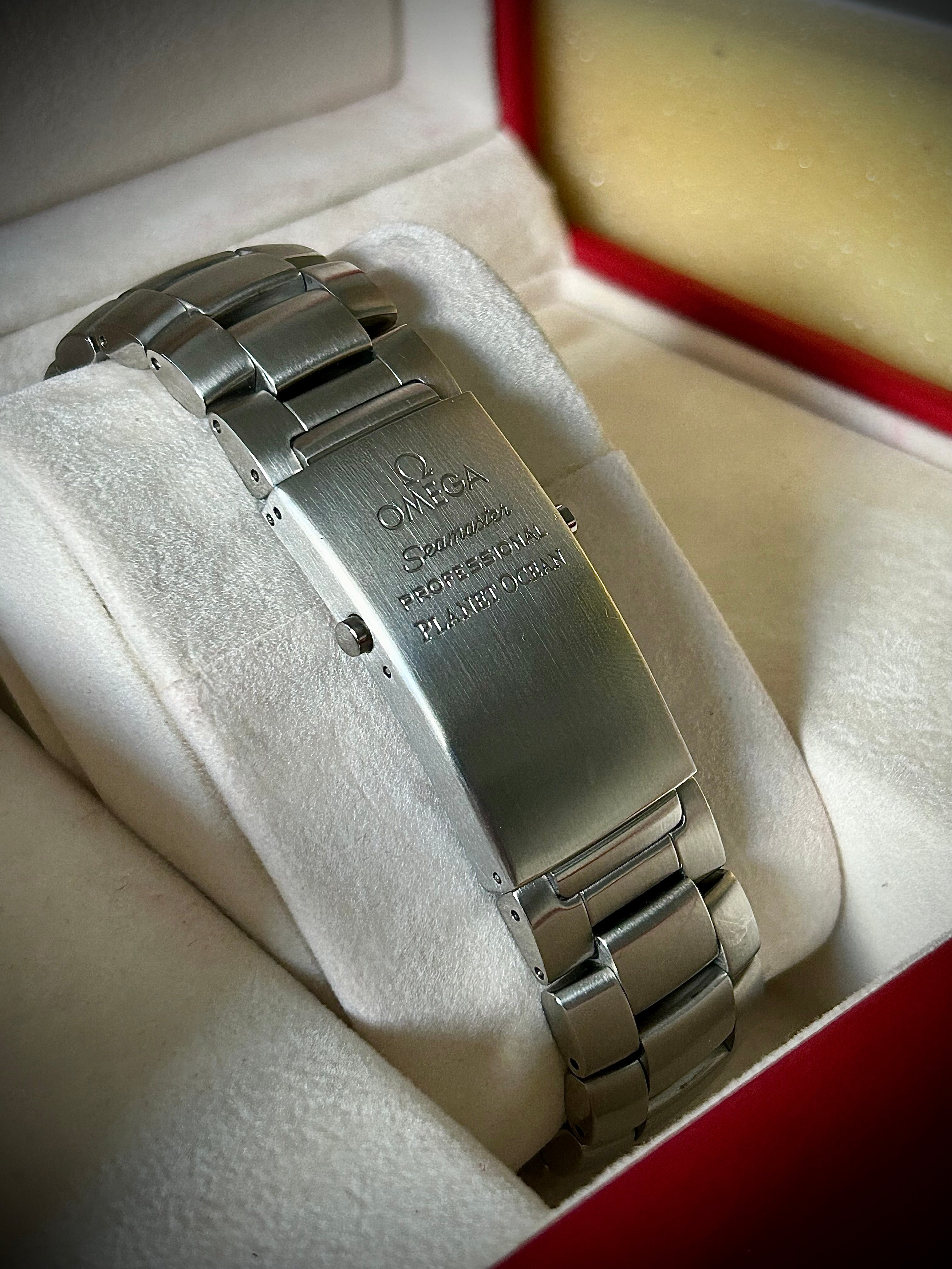 2010 OMEGA SEAMASTER PLANET OCEAN CHRONOGRAPH, 45.5MM, FULL SET, INC GST