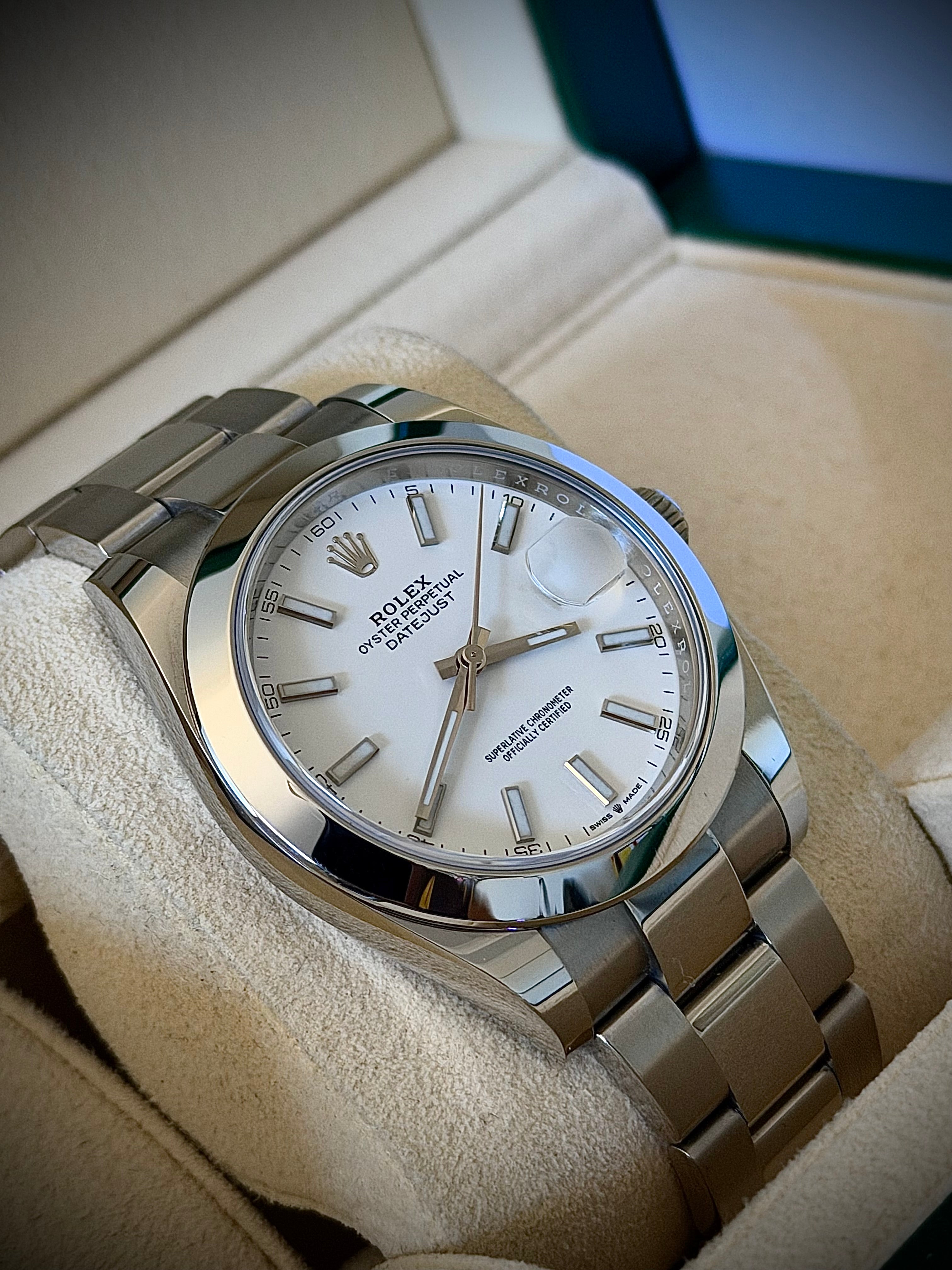 2020 ROLEX DATEJUST 41, WHITE DIAL, 126300, FULL SET, INC GST
