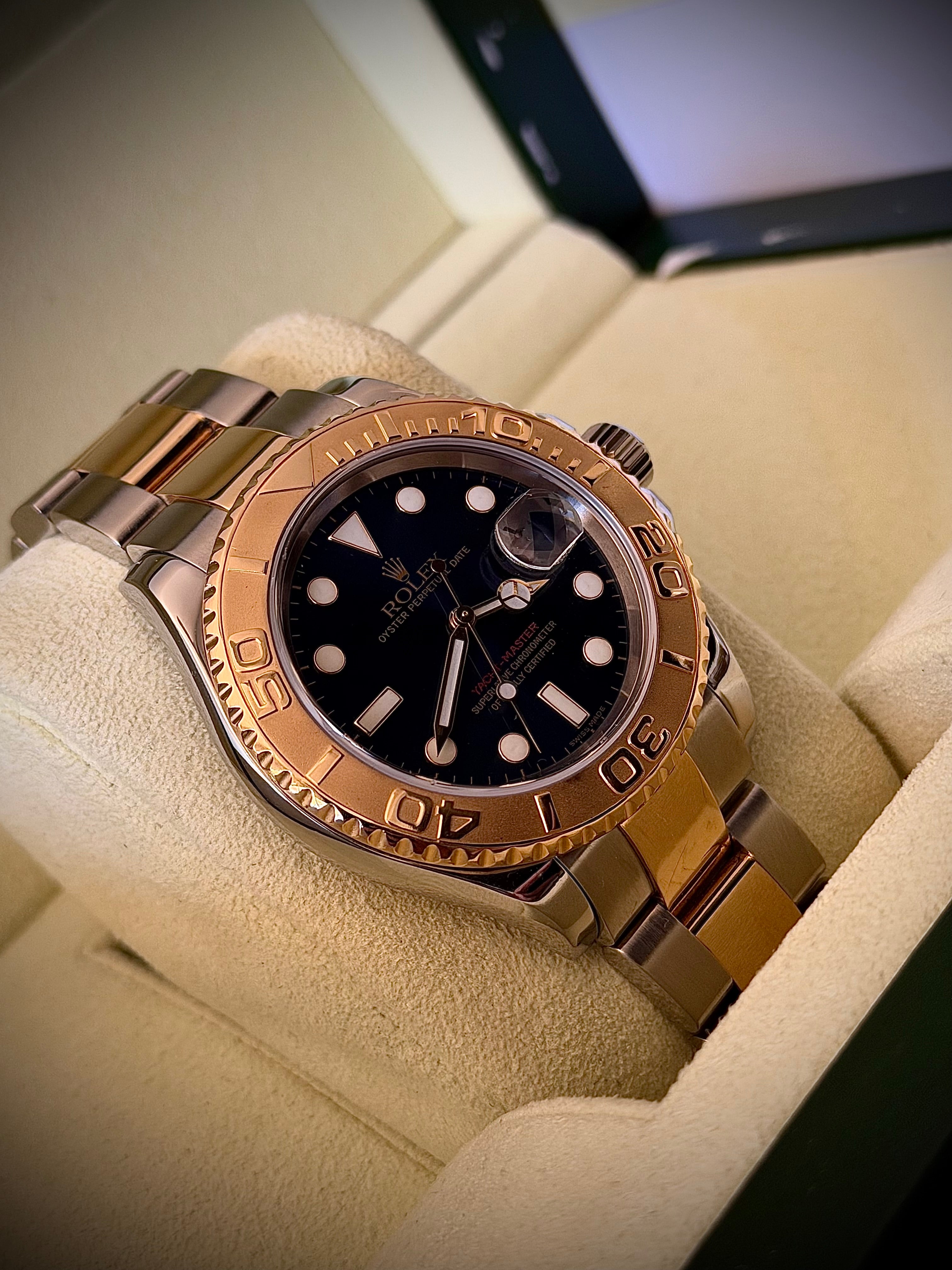 2007 ROLEX YACHT-MASTER, TWO TONE, BLUE DIAL, 16623, BOX & PAPERS, INC GST