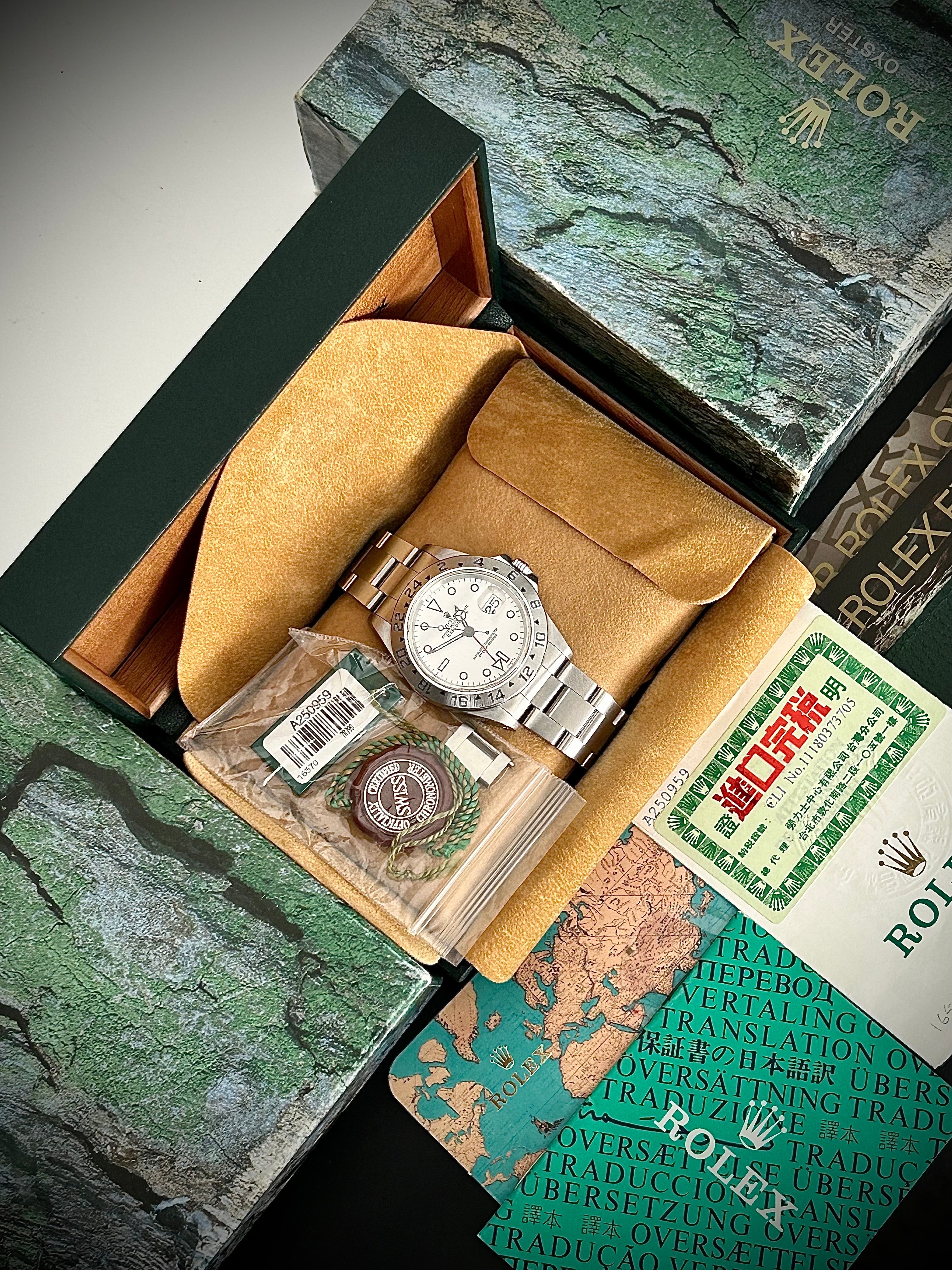 1999 ROLEX EXPLORER II “POLAR” 16570, SWISS ONLY DIAL, FULL SET, INC GST