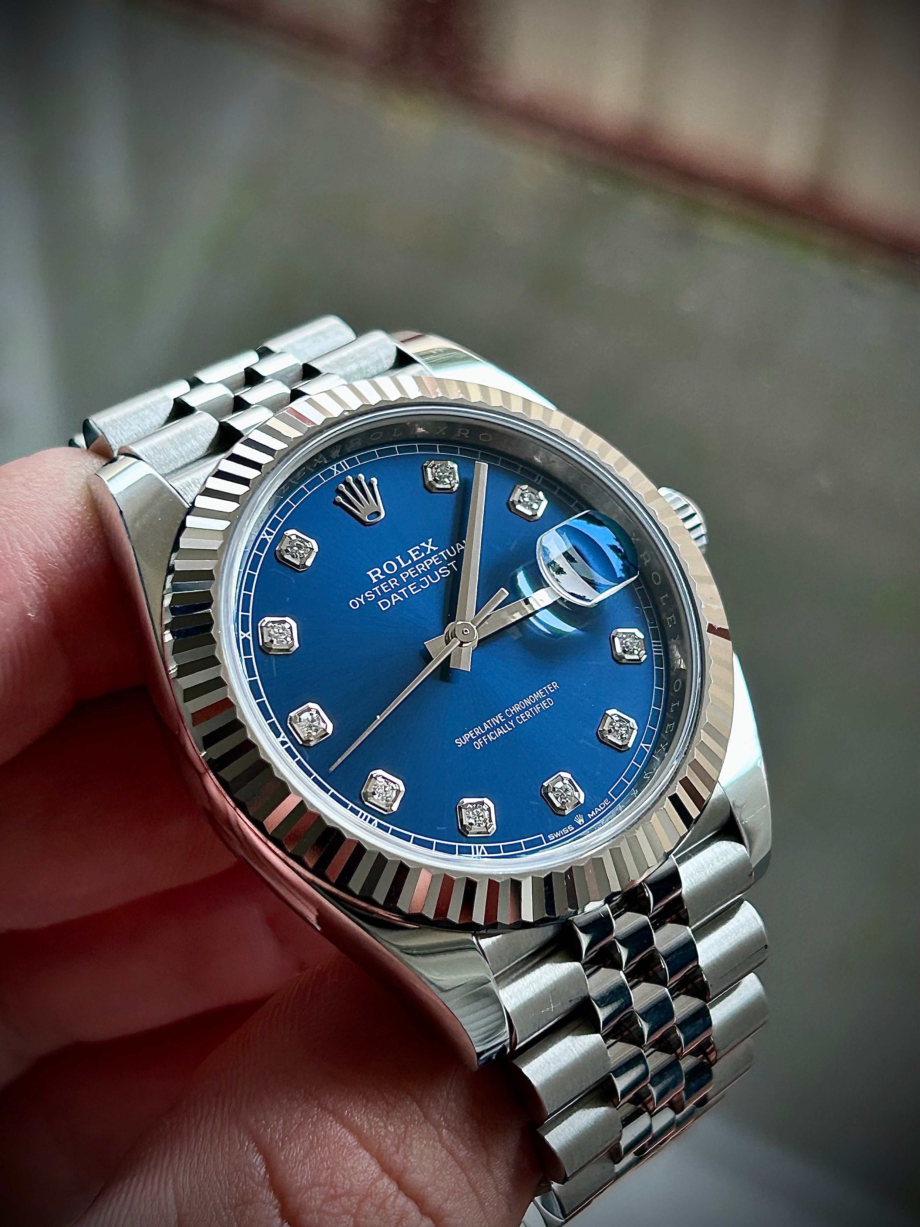 2021 ROLEX DATEJUST 41, BLUE DIAMOND DIAL, 126334, FULL SET, INC GST