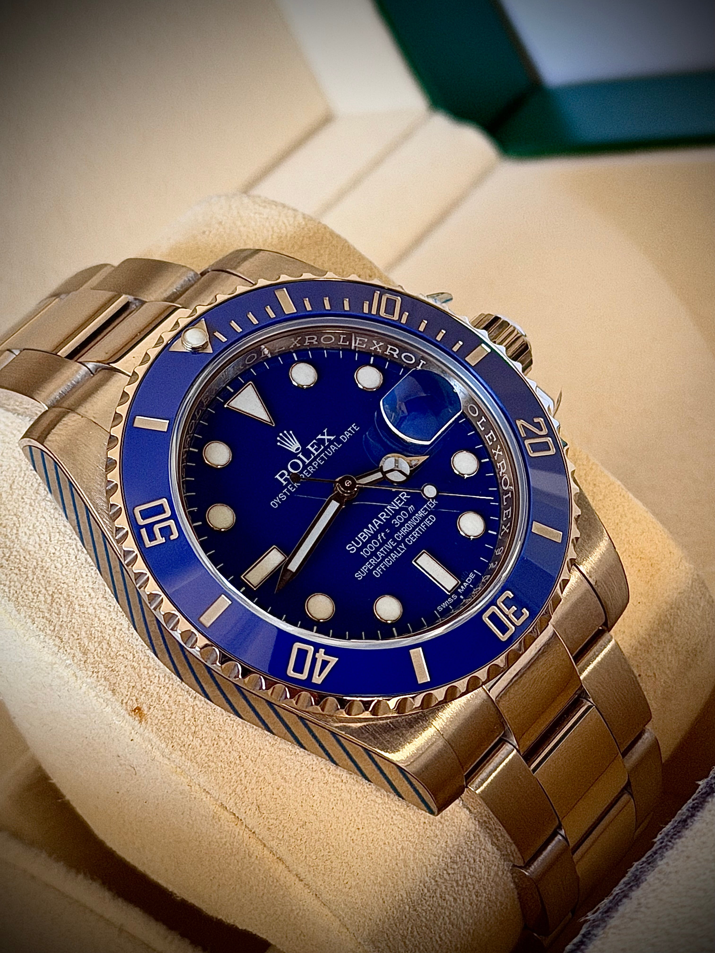2015 ROLEX SUBMARINER DATE “SMURF”, 116619LB, BOX & PAPERS, RSC SERVICED, INC GST