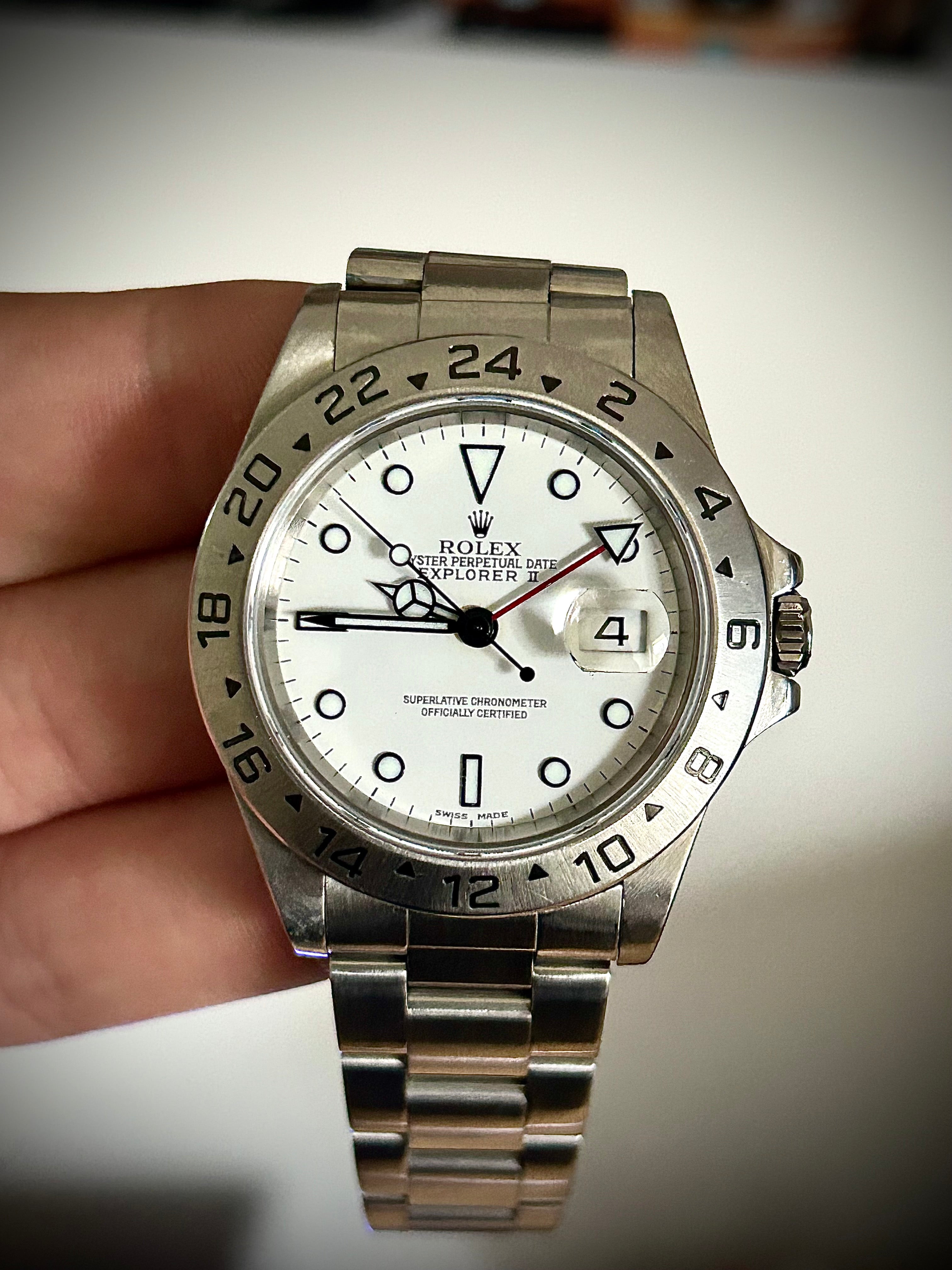 1999 ROLEX EXPLORER II “POLAR” 16570, WATCH AND SERVICE BOX WITH RSC INC GST