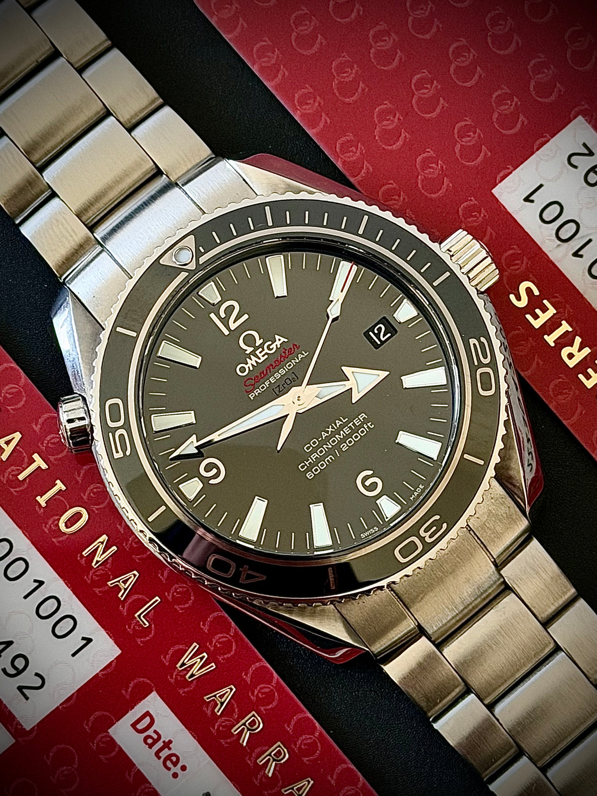 2010 OMEGA SEAMASTER PLANET OCEAN 600M “LIQUIDMETAL” LIMITED EDITION, 222.30.42.20.01.001, FULL SET, EXCELLENT CONDITION, INC GST