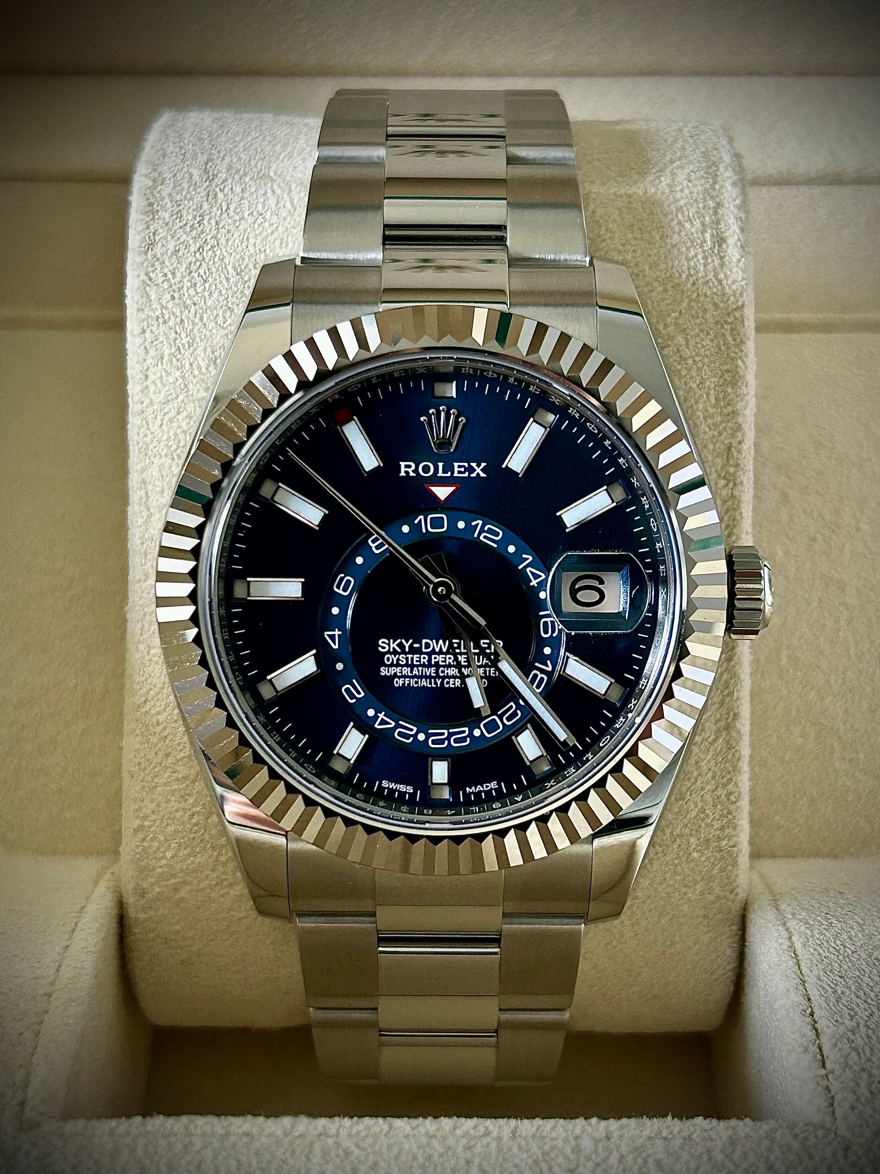 2021 ROLEX SKY DWELLER, BLUE DIAL, UNWORN, OYSTER, 326934, FULL SET, INC GST