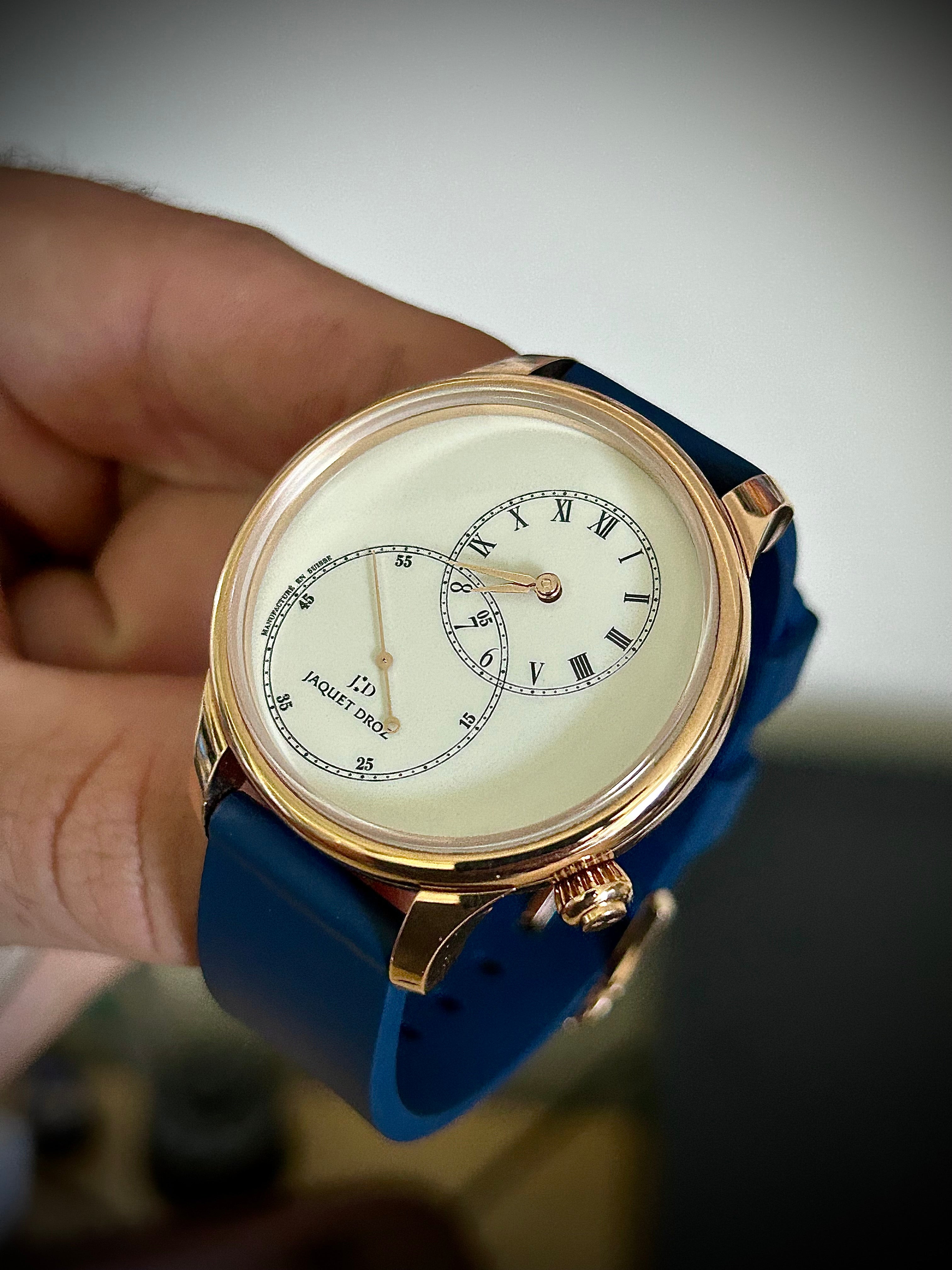 2022 JAQUET-DROZ GRANDE SECONDE OFF CENTRED IVORY ENAMEL DIAL, FULL SET, INC GST