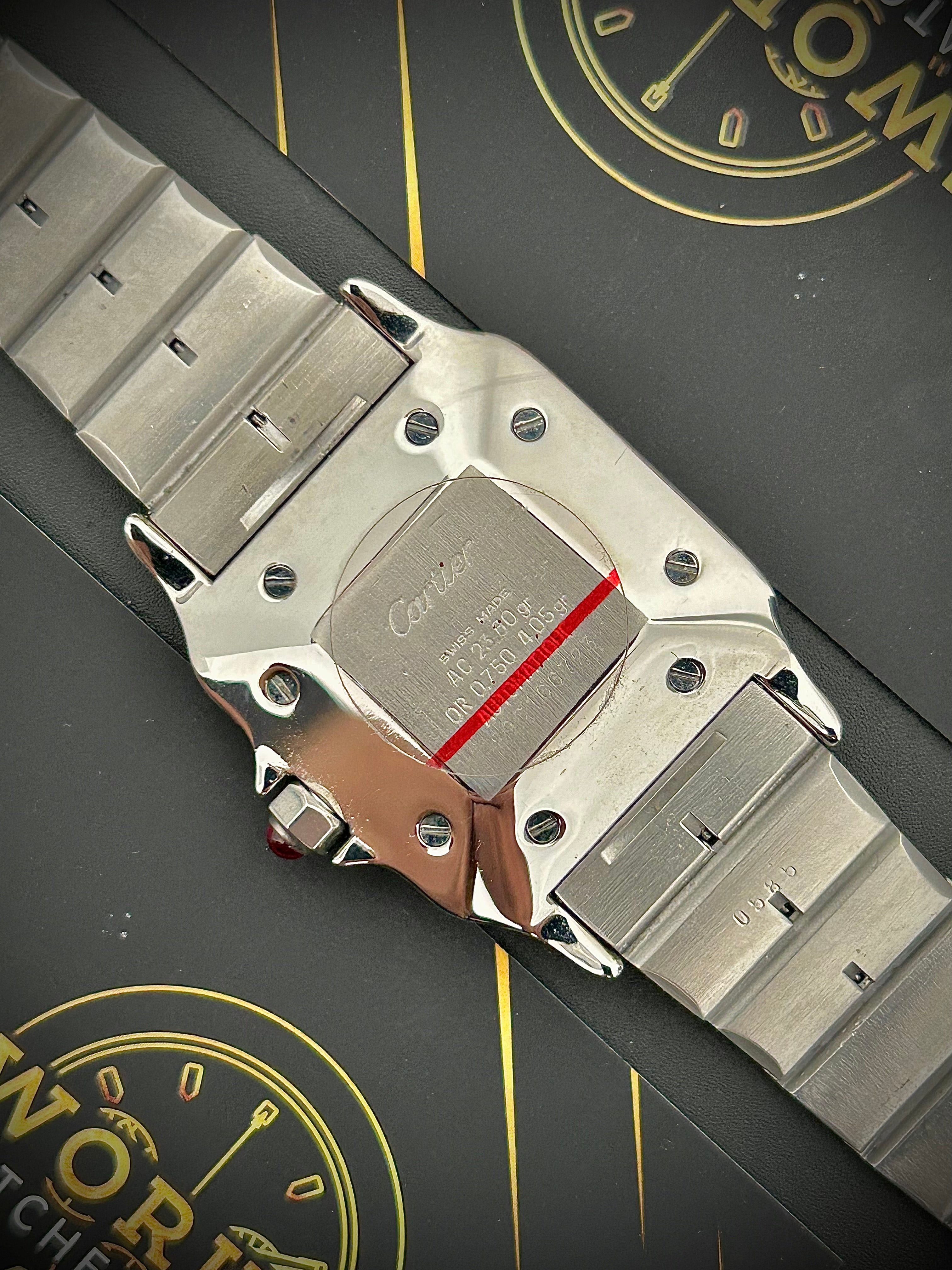 1982 CARTIER SANTOS CAREÉ, 2961, BURGUNDY SPIDER DIAL, WATCH AND BOX, INC GST