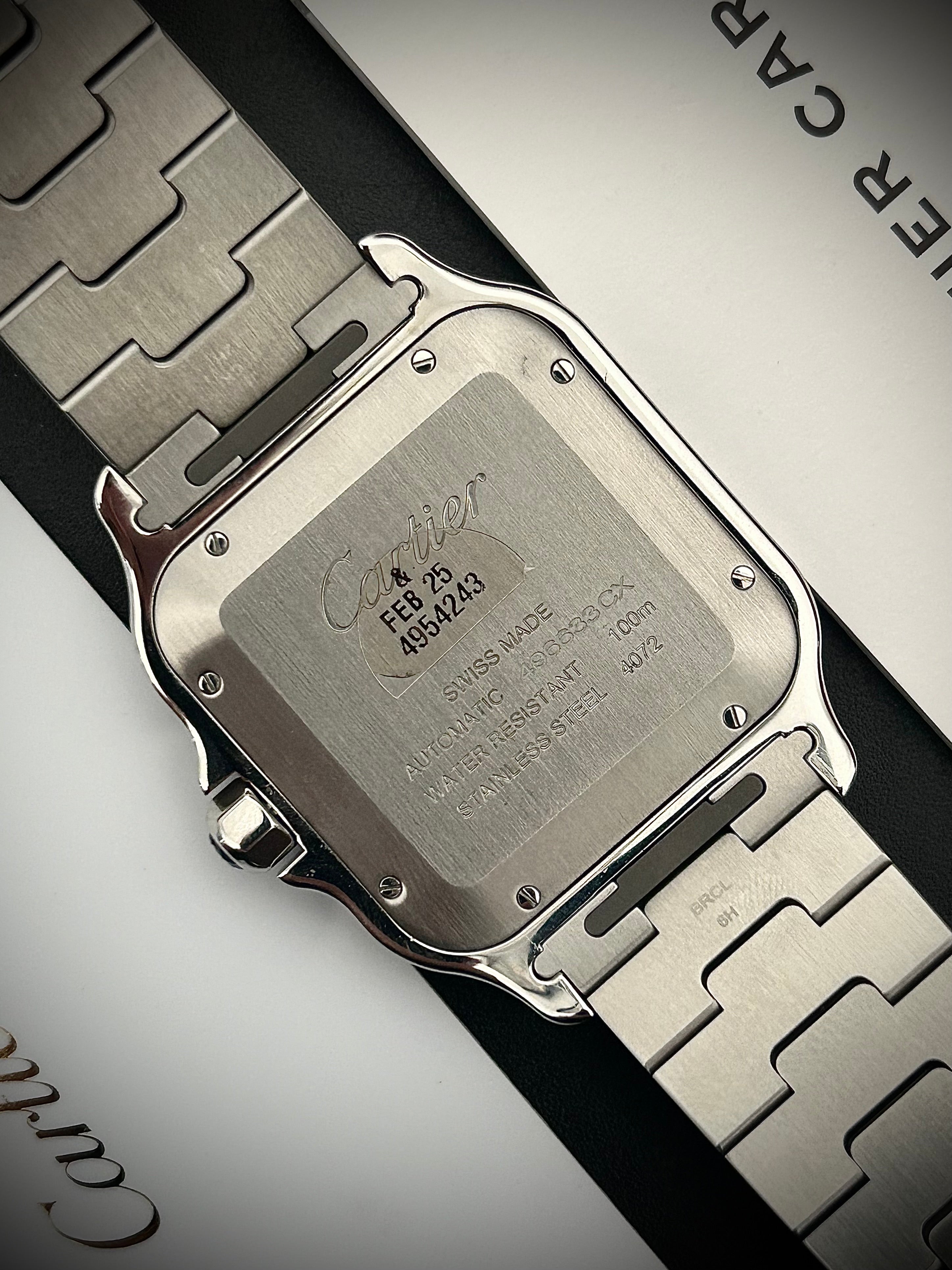 2024 CARTIER SANTOS DE CARTIER LARGE, BLUE PVD, WSSA0048, FULL SET, INC GST