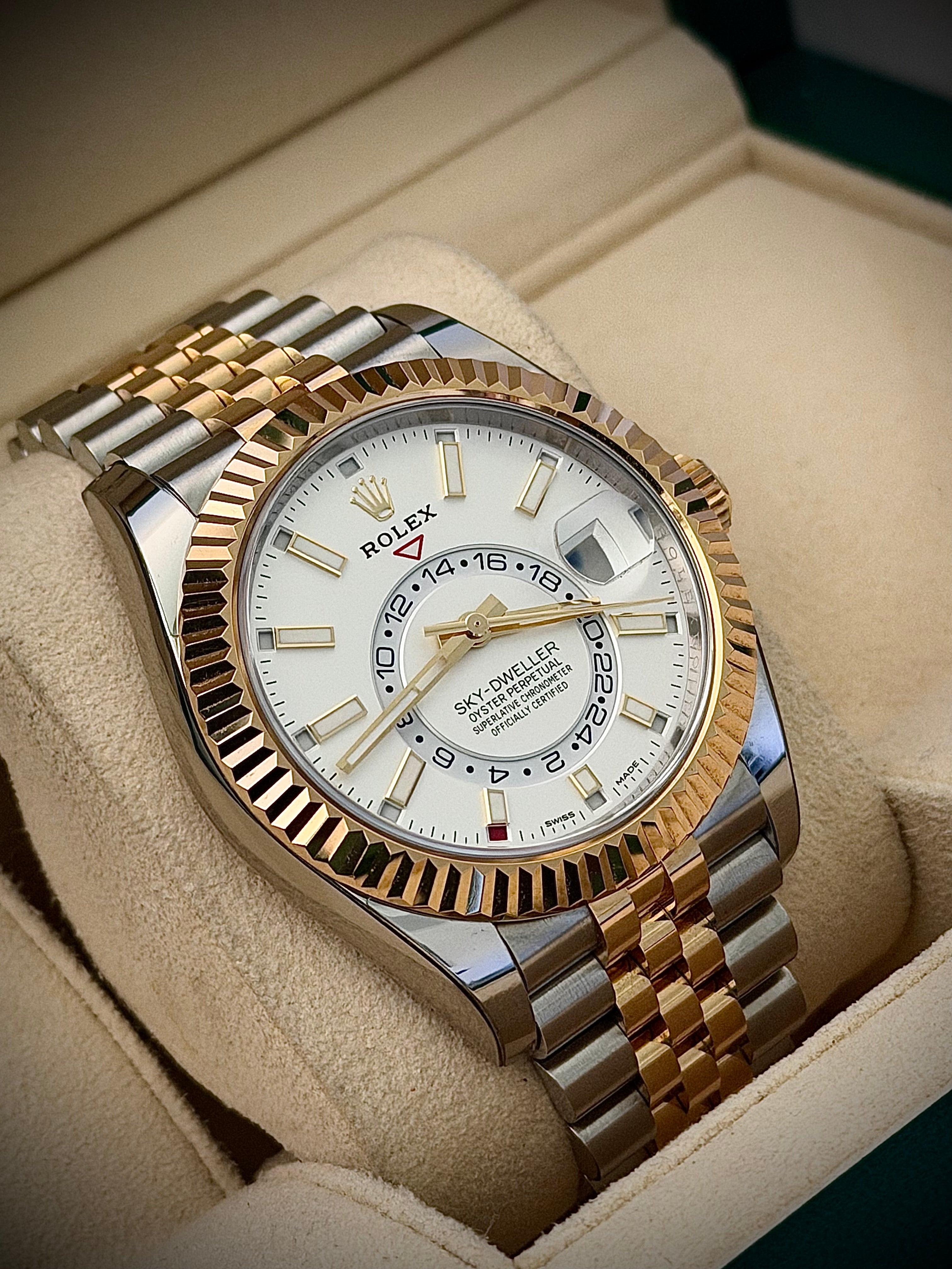 2022 ROLEX SKY-DWELLER, 326933, WHITE DIAL, JUBILEE BRACELET, STICKERED, FULL SET, INC GST