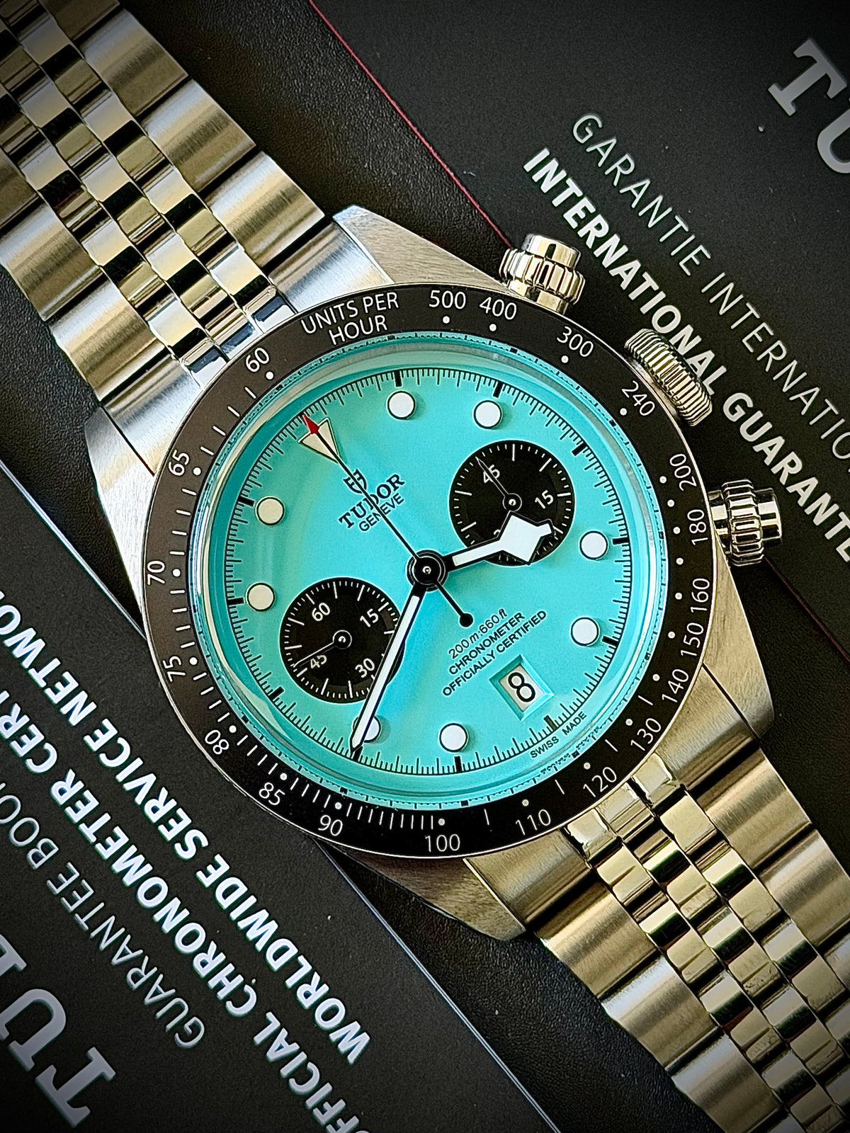 2025 TUDOR BLACK BAY CHRONO “FLAMINGO BLUE”, M79360N-0024, FULL SET, NEAR MINT CONDITION, INC GST