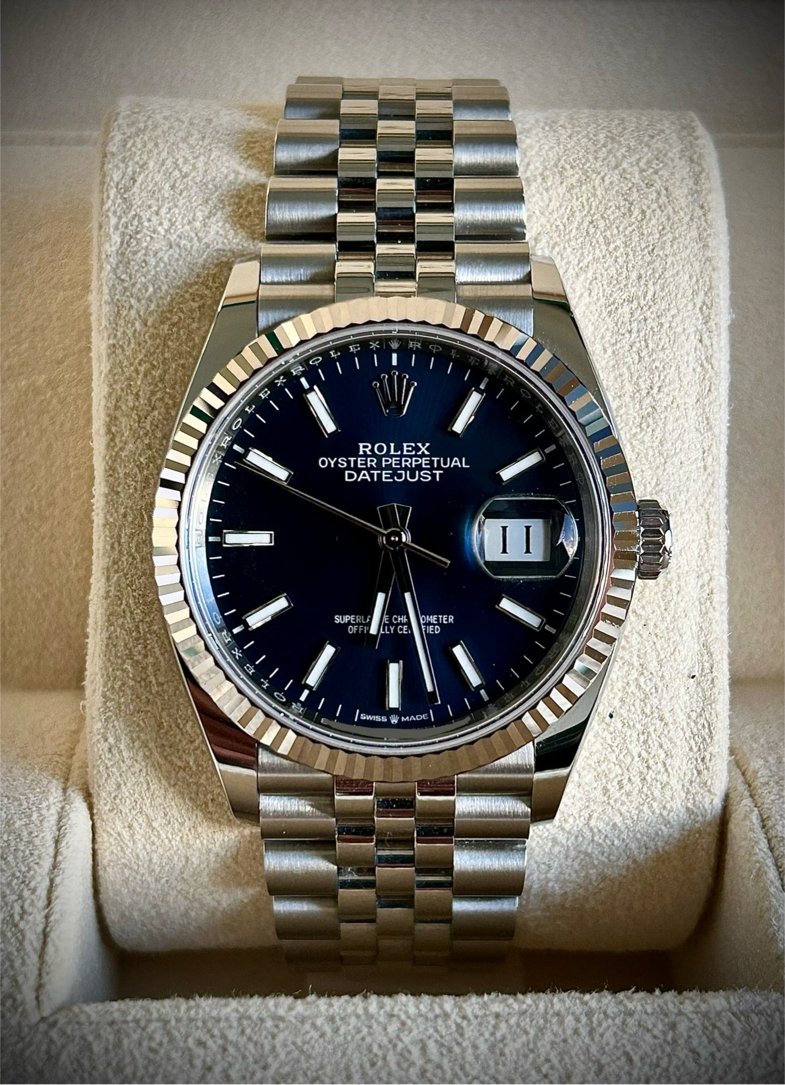2025 ROLEX DATEJUST 36, BLUE DIAL, 126234, FULL SET, INC GST