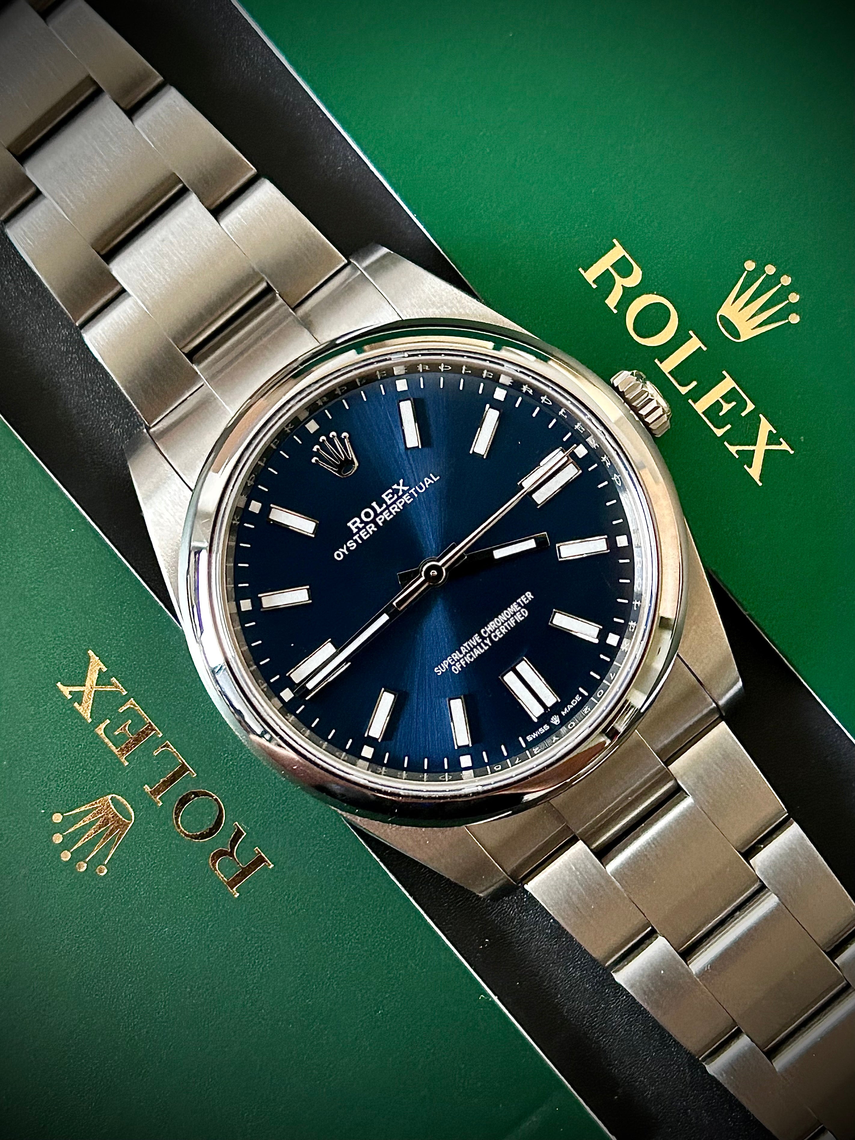 2023 ROLEX OYSTER PERPETUAL 41, BLUE DIAL, FULL SET, INC GST
