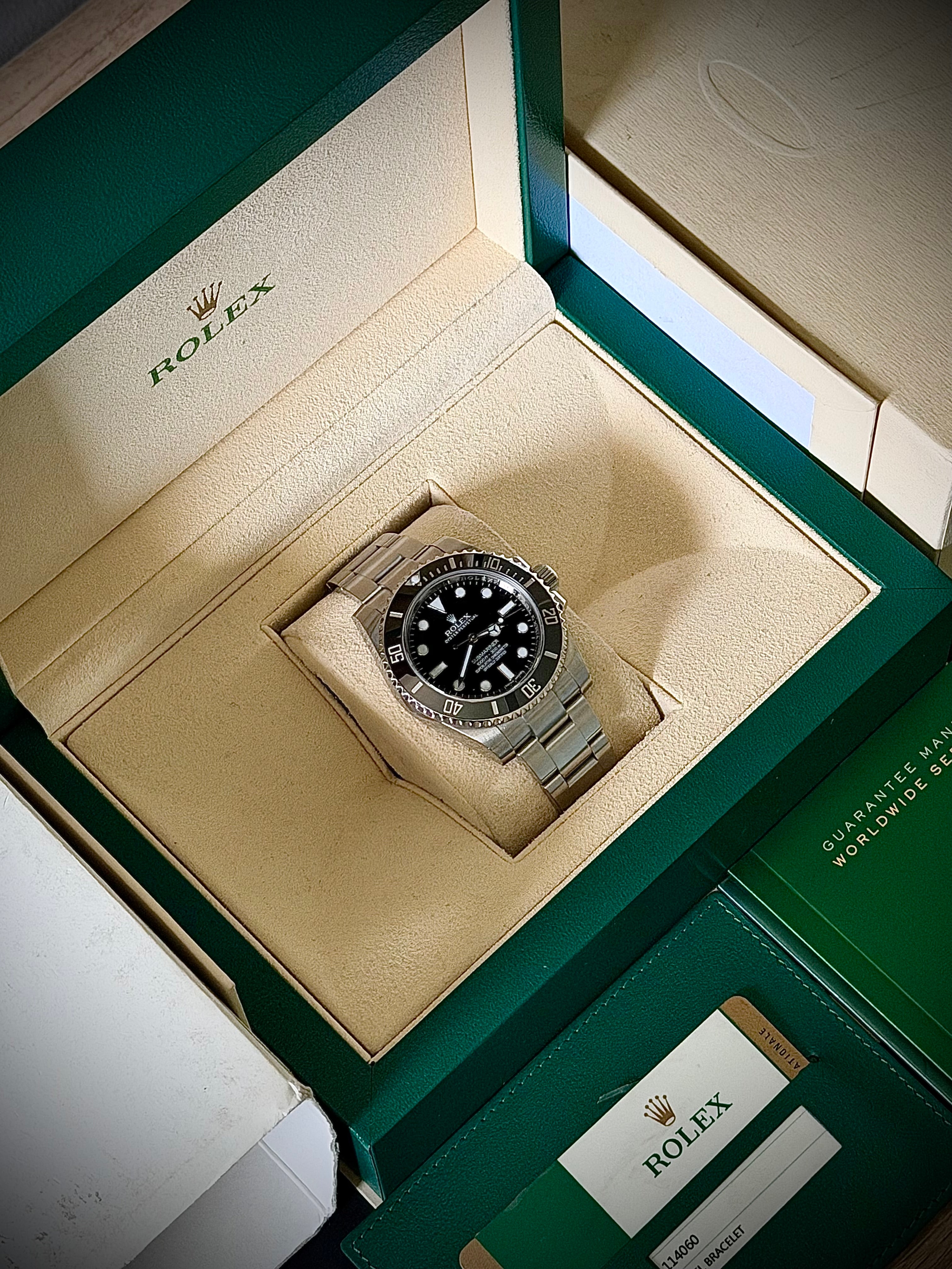 2015 ROLEX SUBMARINER NO-DATE, 114060, BOX AND PAPERS, INC GST