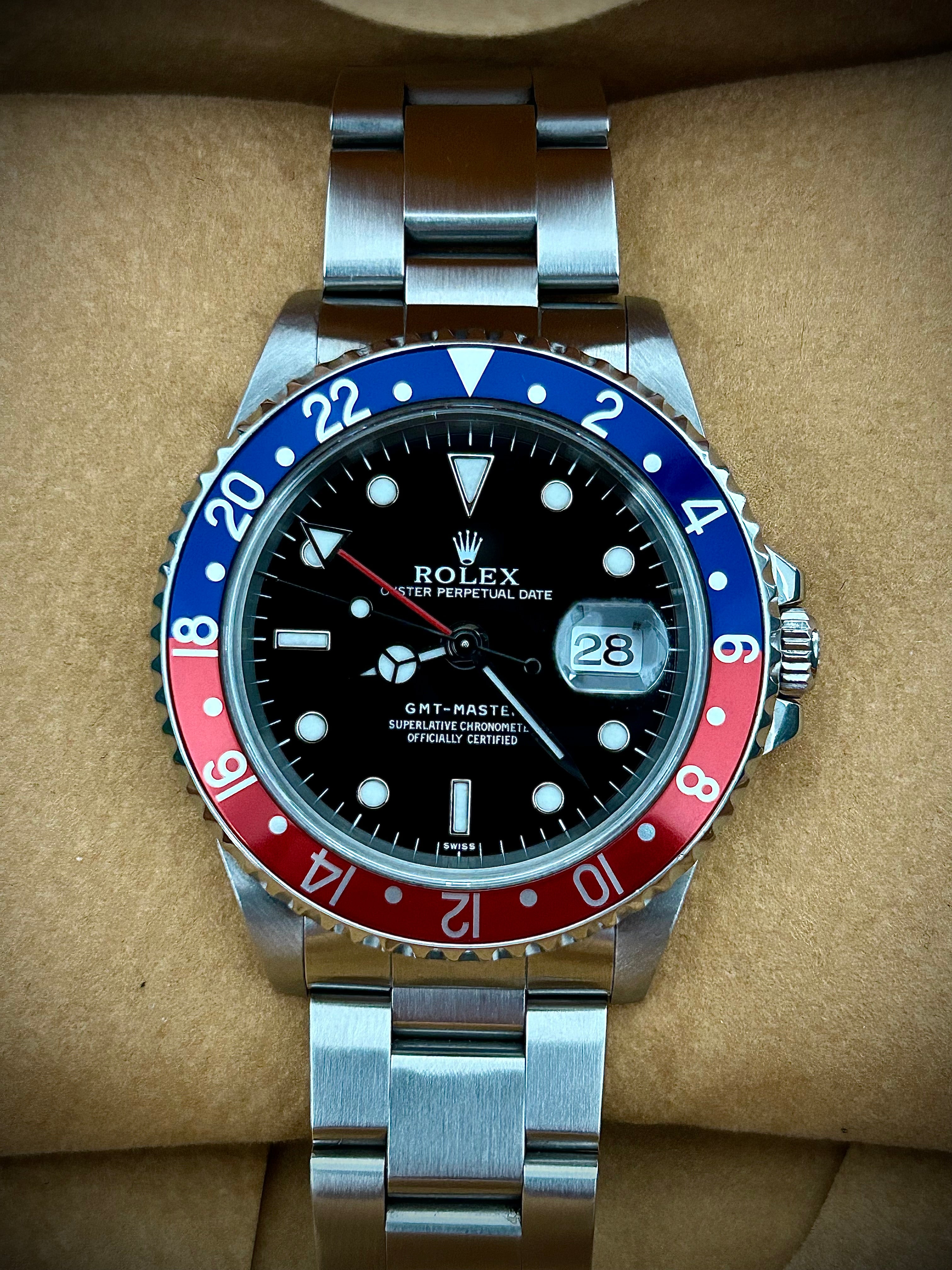 1999 ROLEX GMT MASTER, PEPSI, 16700, WATCH AND BOX, INC GST