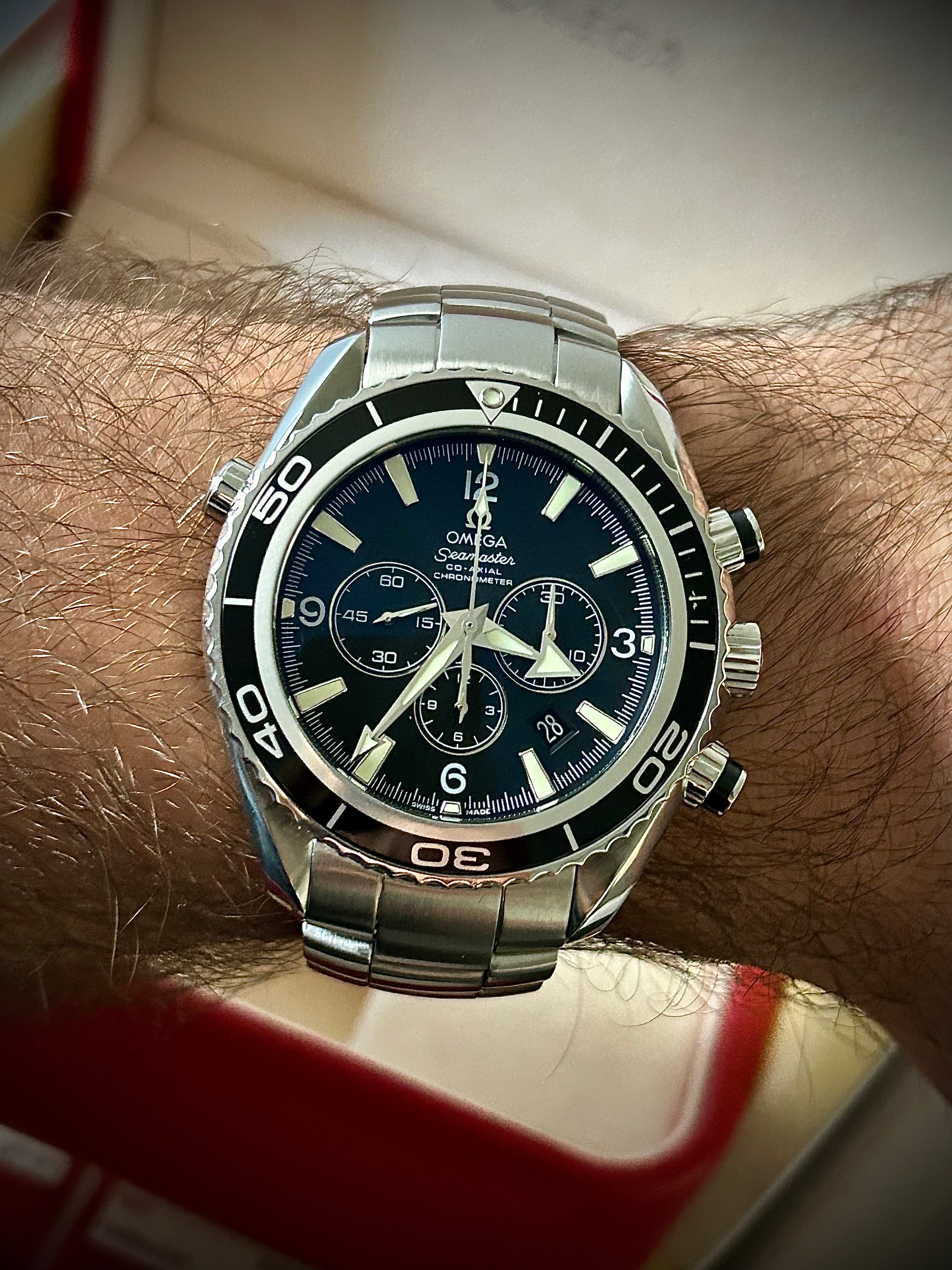 2010 OMEGA SEAMASTER PLANET OCEAN CHRONOGRAPH, 45.5MM, FULL SET, INC GST