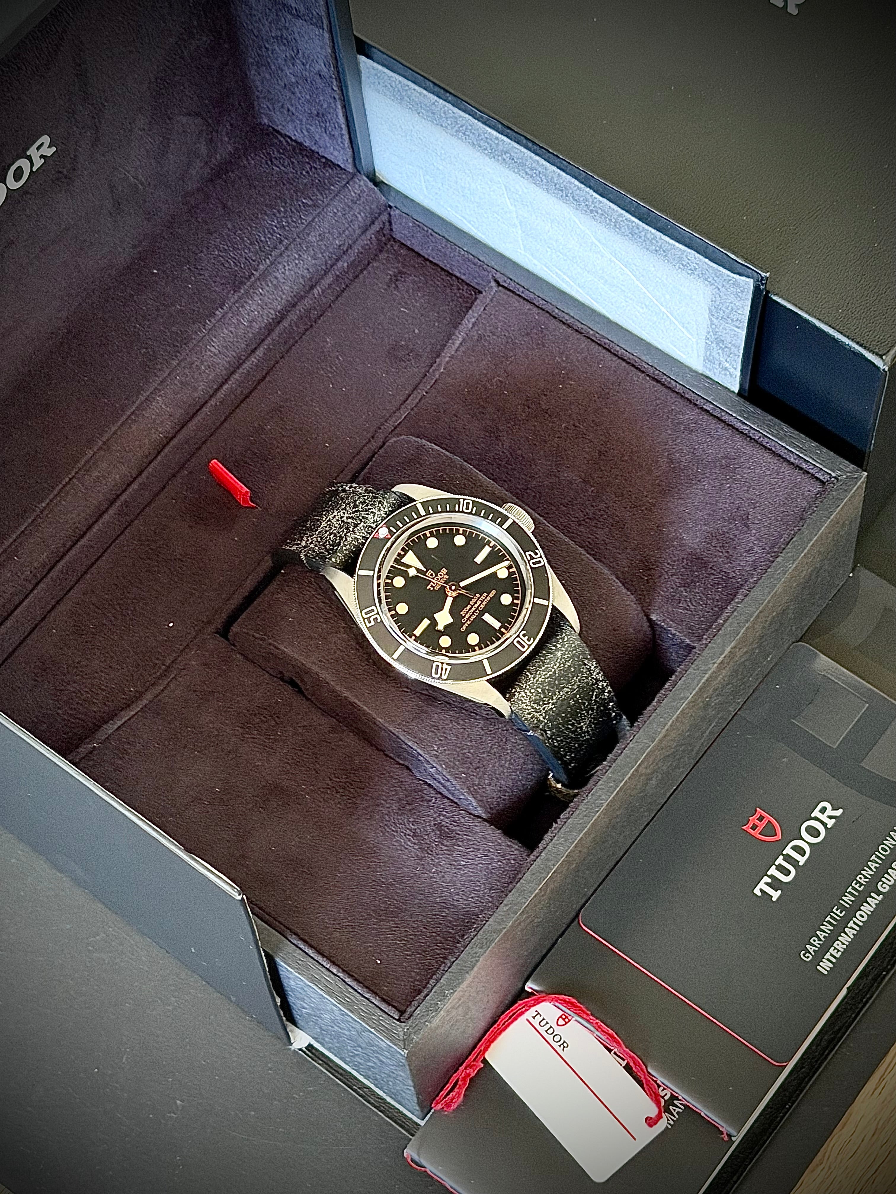 2024 TUDOR BLACK BAY HERITAGE 41 BLACK, FULL SET, ON LEATHER, INC GST