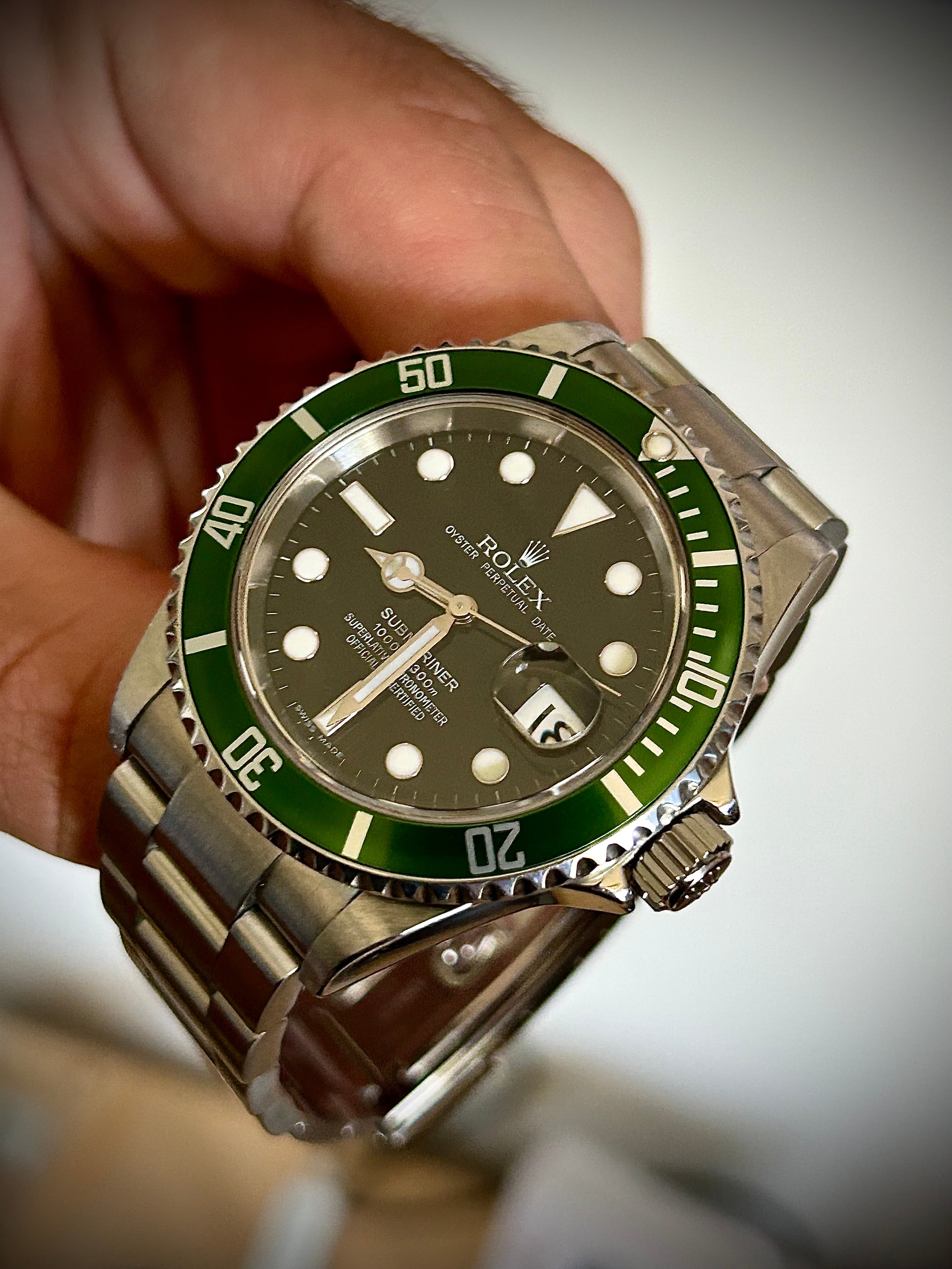 2007 ROLEX SUBMARINER DATE, KERMIT, 16610LV, FULL SET, WITH RSC, INC GST