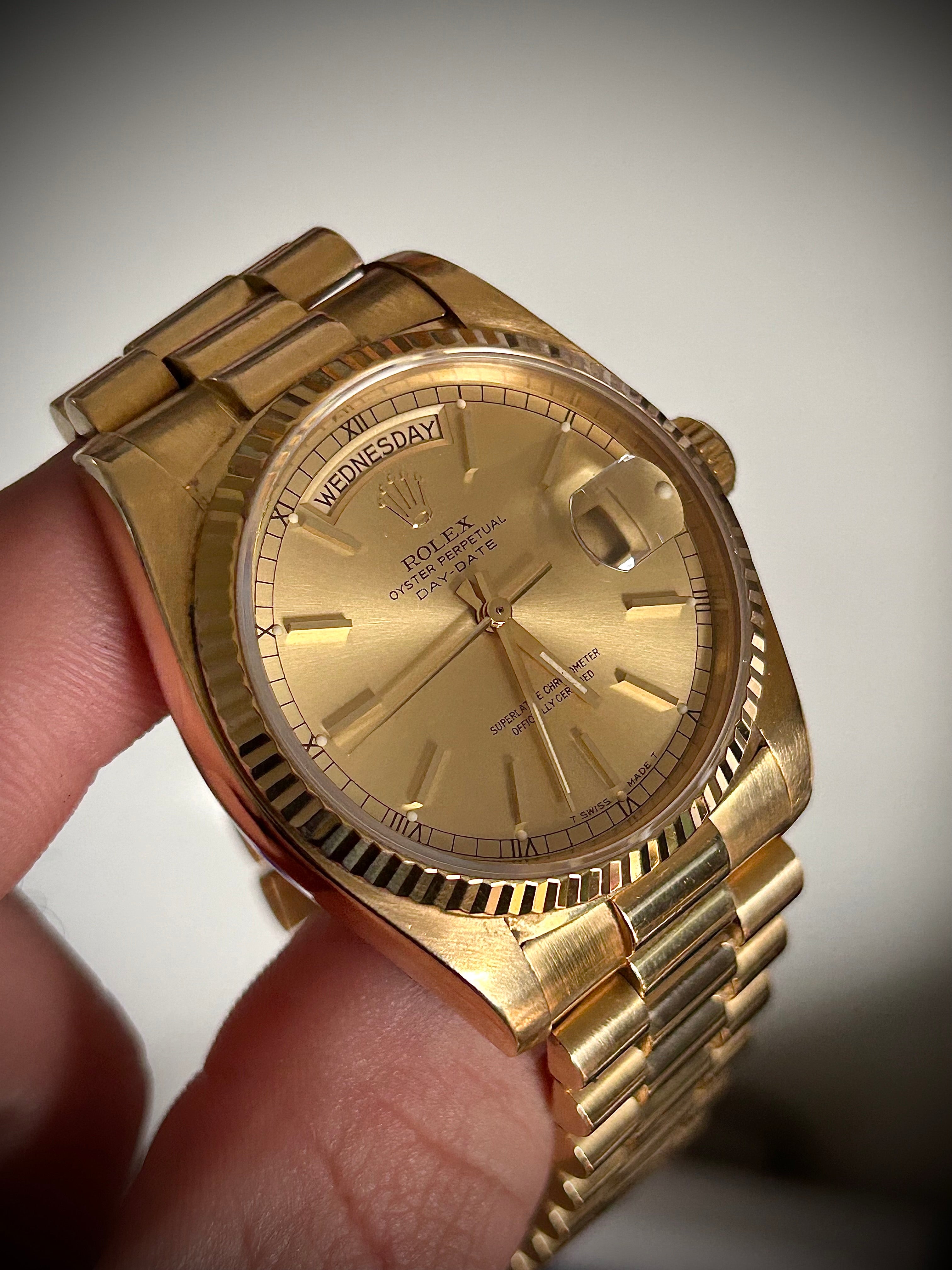 1982 ROLEX DAY-DATE, 18038, BOX AND PAPERS, INC GST