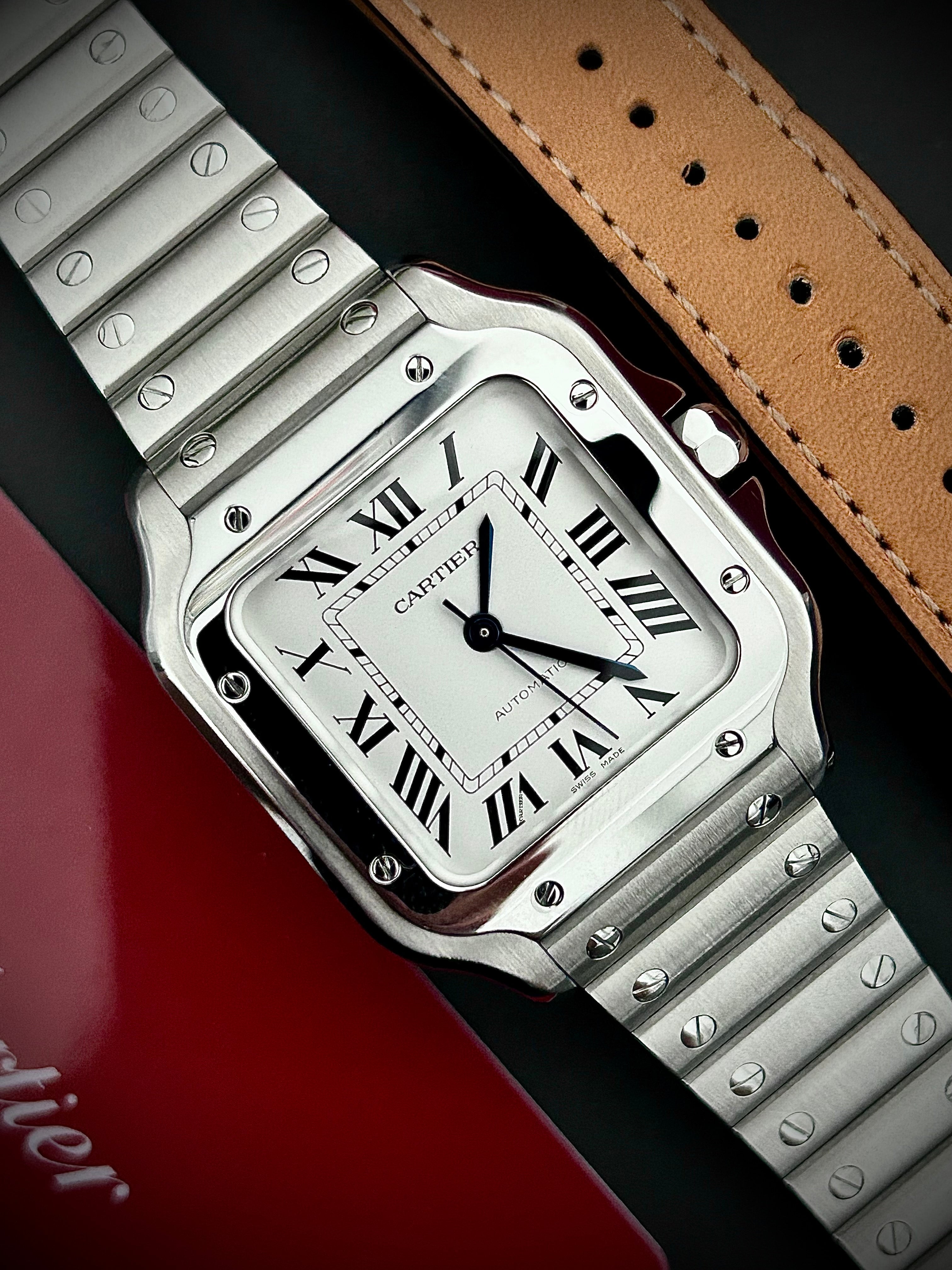 2021 CARTIER SANTOS DE CARTIER MEDIUM, WSSA0029, BOX AND PAPERS, INC GST