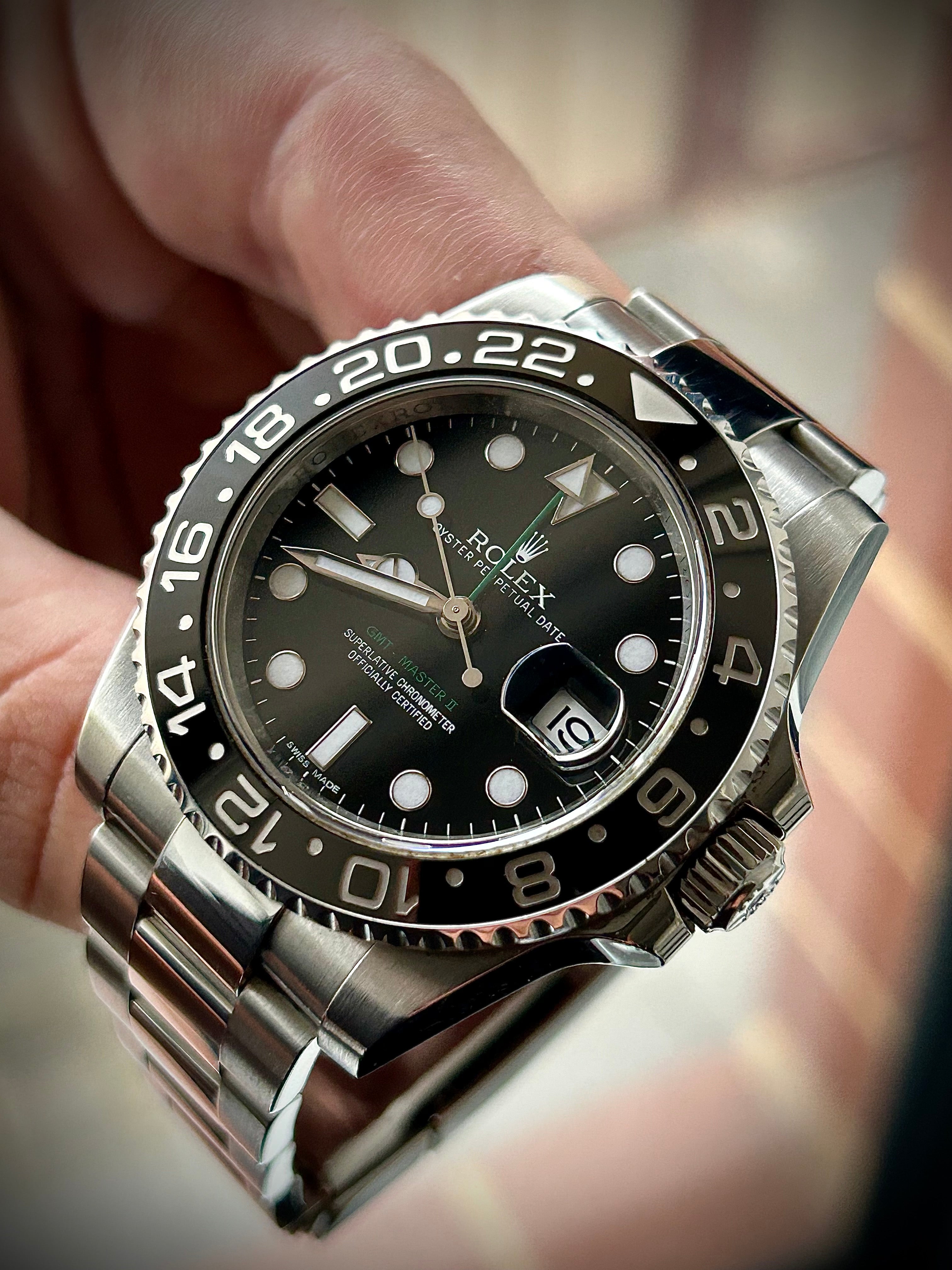 2012 ROLEX GMT MASTER II, RSC SERVICE, 116710LN, FULL SET, INC GST