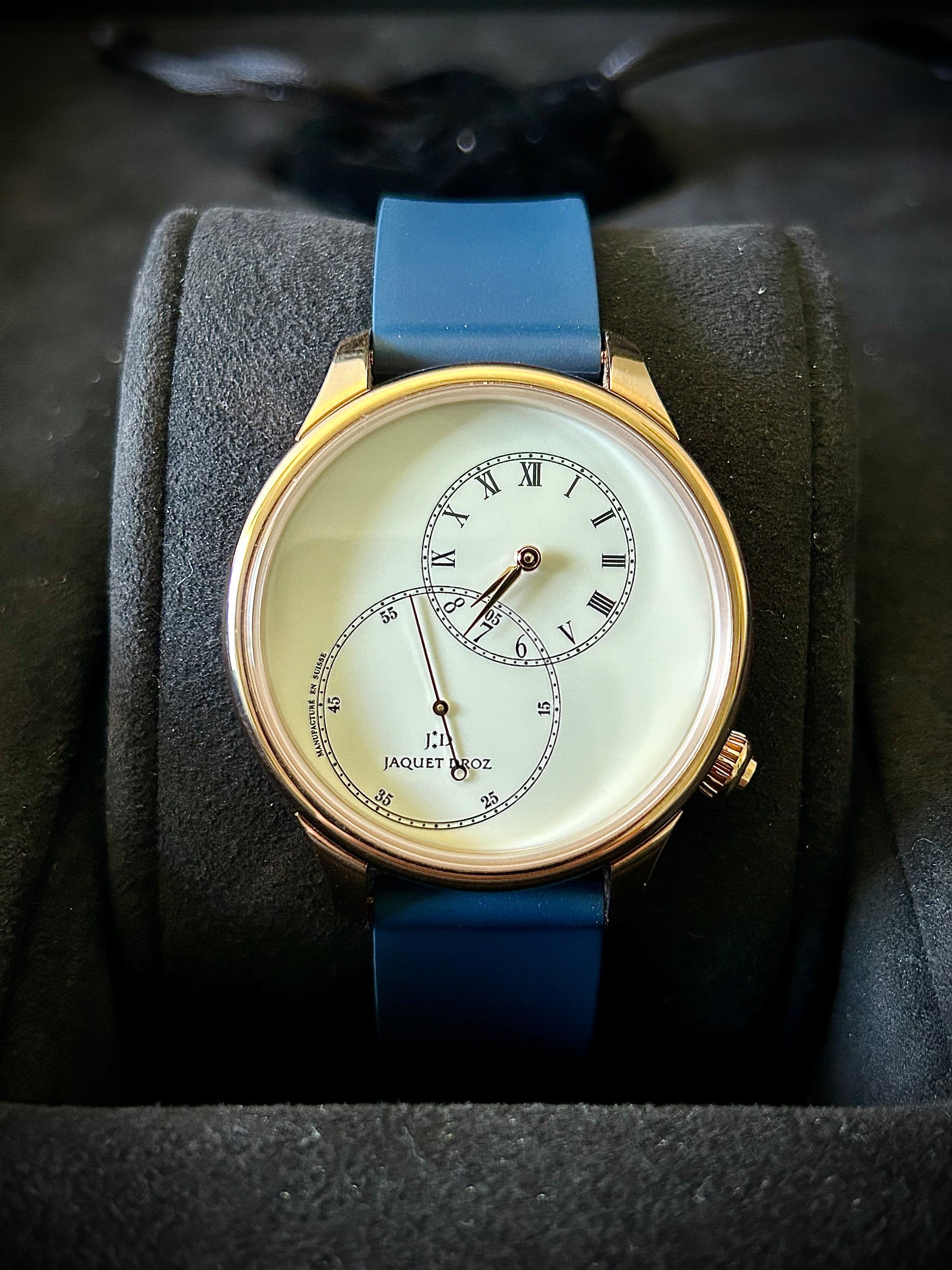 2022 JAQUET-DROZ GRANDE SECONDE OFF CENTRED IVORY ENAMEL DIAL, FULL SET, INC GST