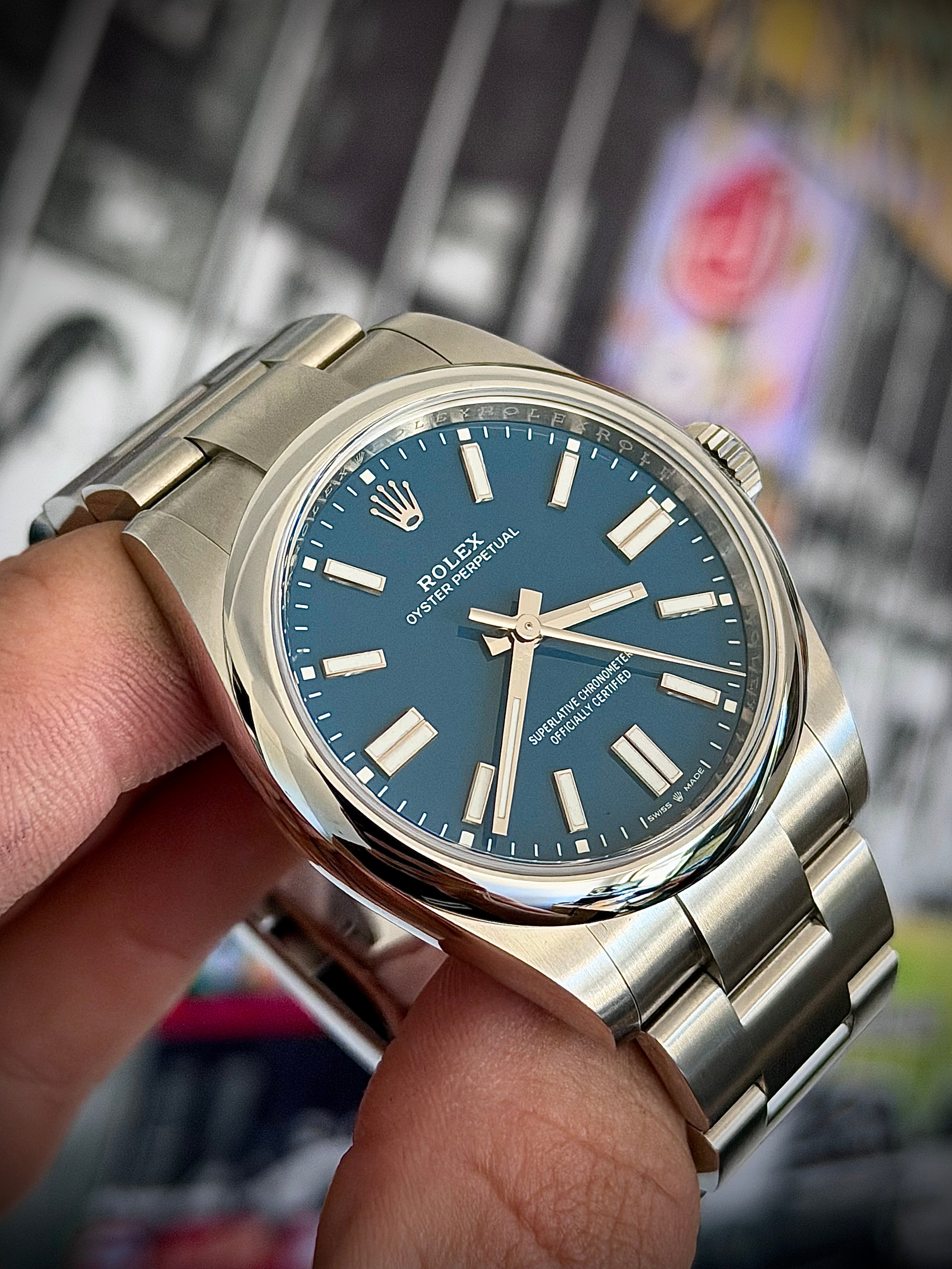 2025 ROLEX OYSTER PERPETUAL 41, MATTE BLUE DIAL, FULL SET, INC GST