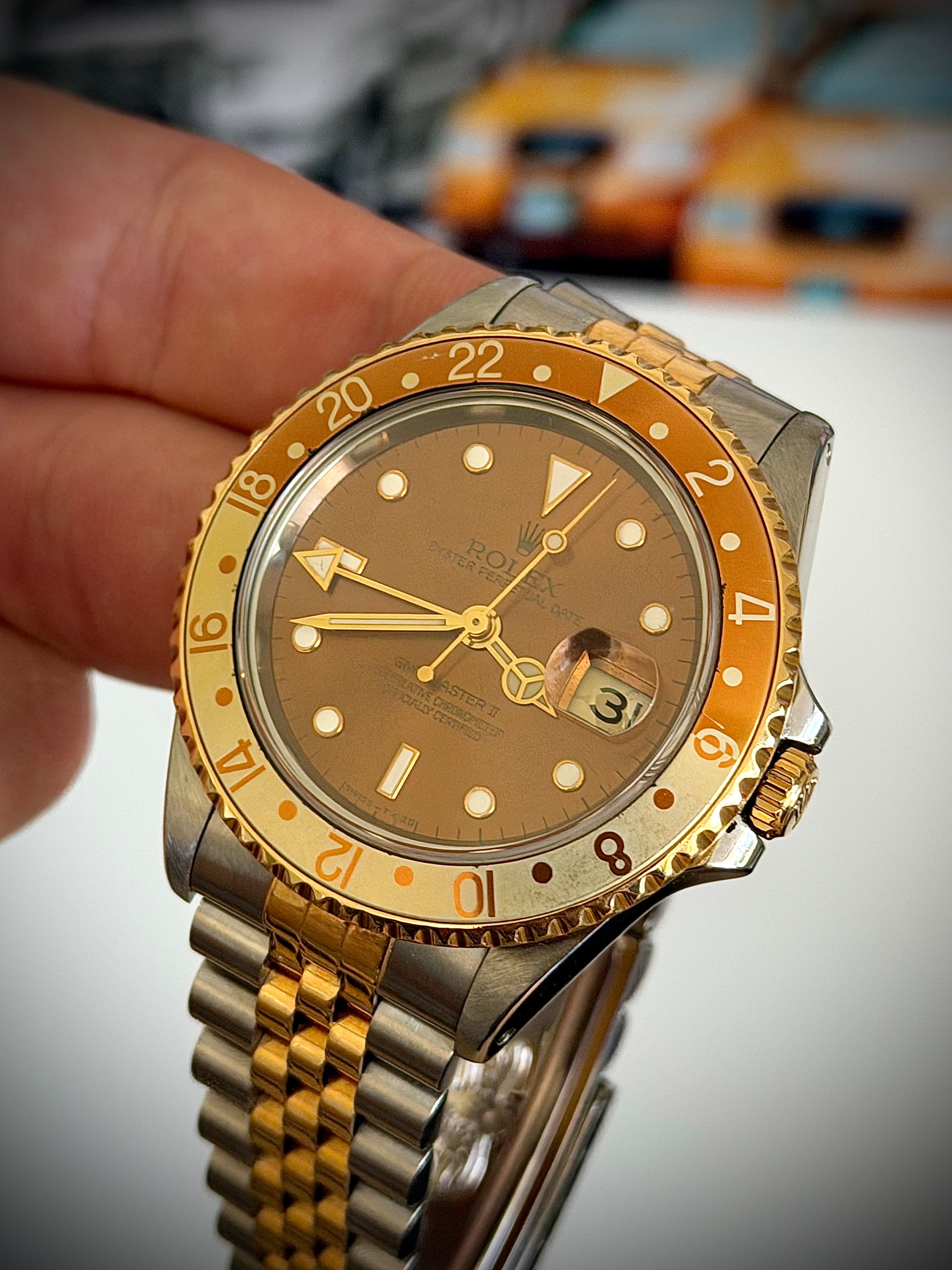 1989 ROLEX GMT-MASTER II, ROOT BEER, 16713, WATCH ONLY, INC GST