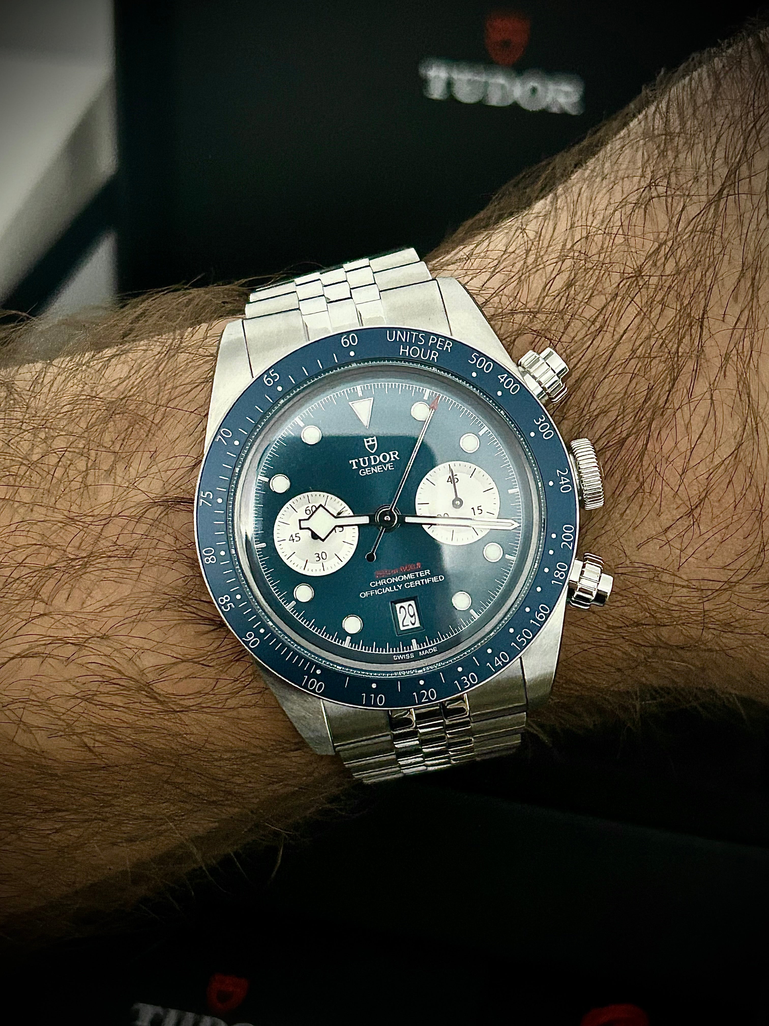 2024 TUDOR BLACK CHRONO BLUE BOUTIQUE EDITION, FULL SET, INC GST