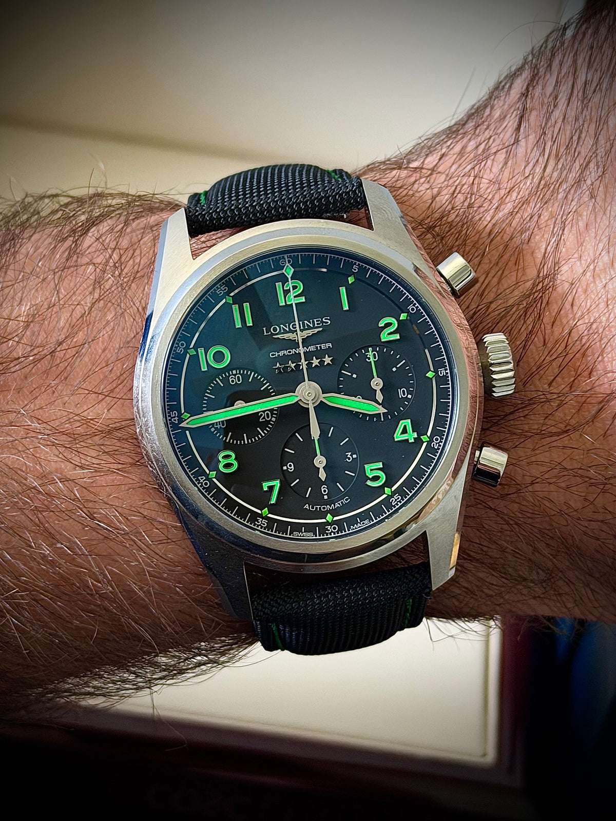 2025 LONGINES SPIRIT PIONEER EDITION CHRONOGRAPH, L3.829.1.53.2, TITANIUM, FULL SET, EXCELLENT CONDITION, INC GST