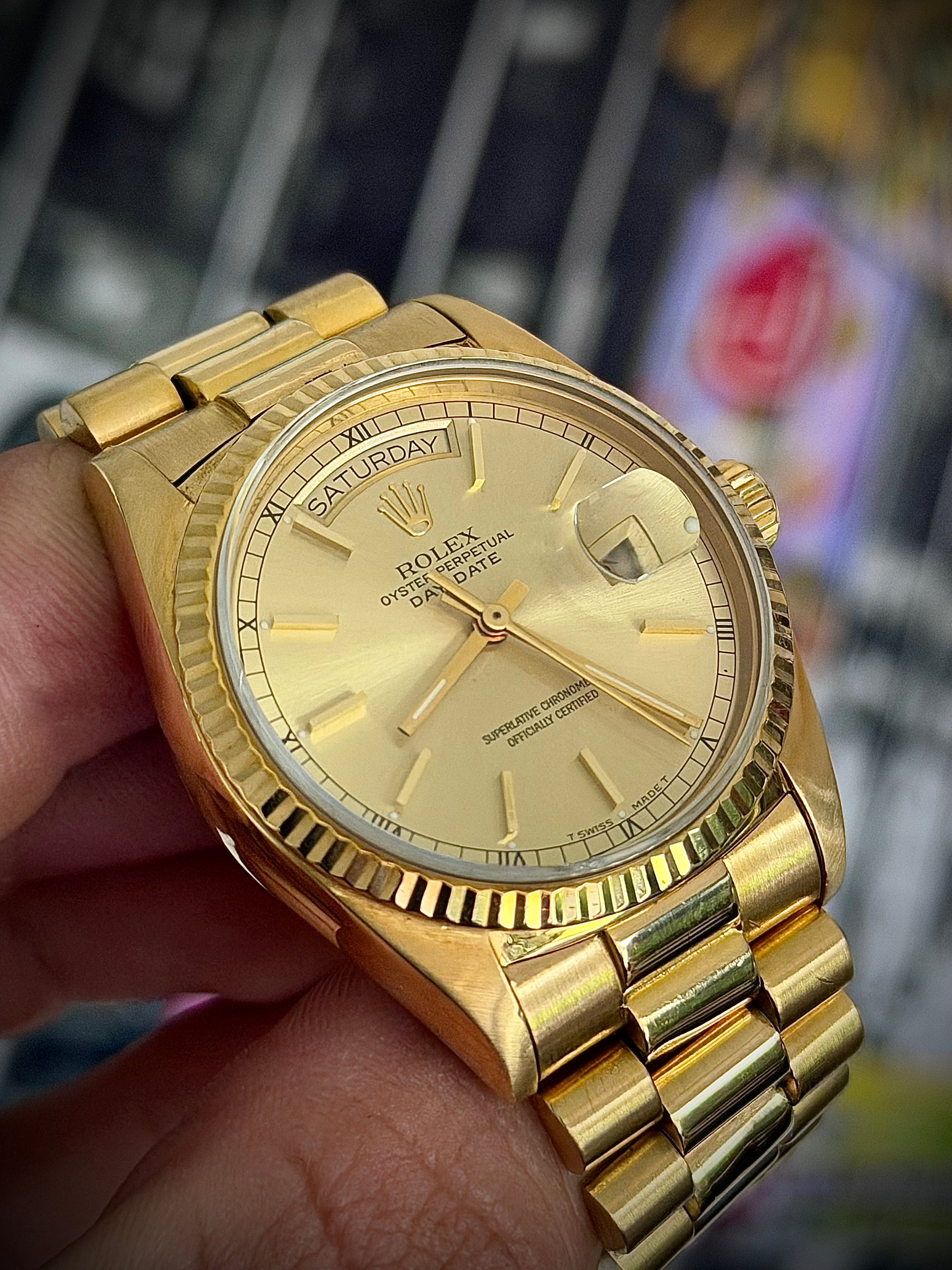 1986 ROLEX DAY-DATE, 18038, QUICKSET, WATCH ONLY, GST