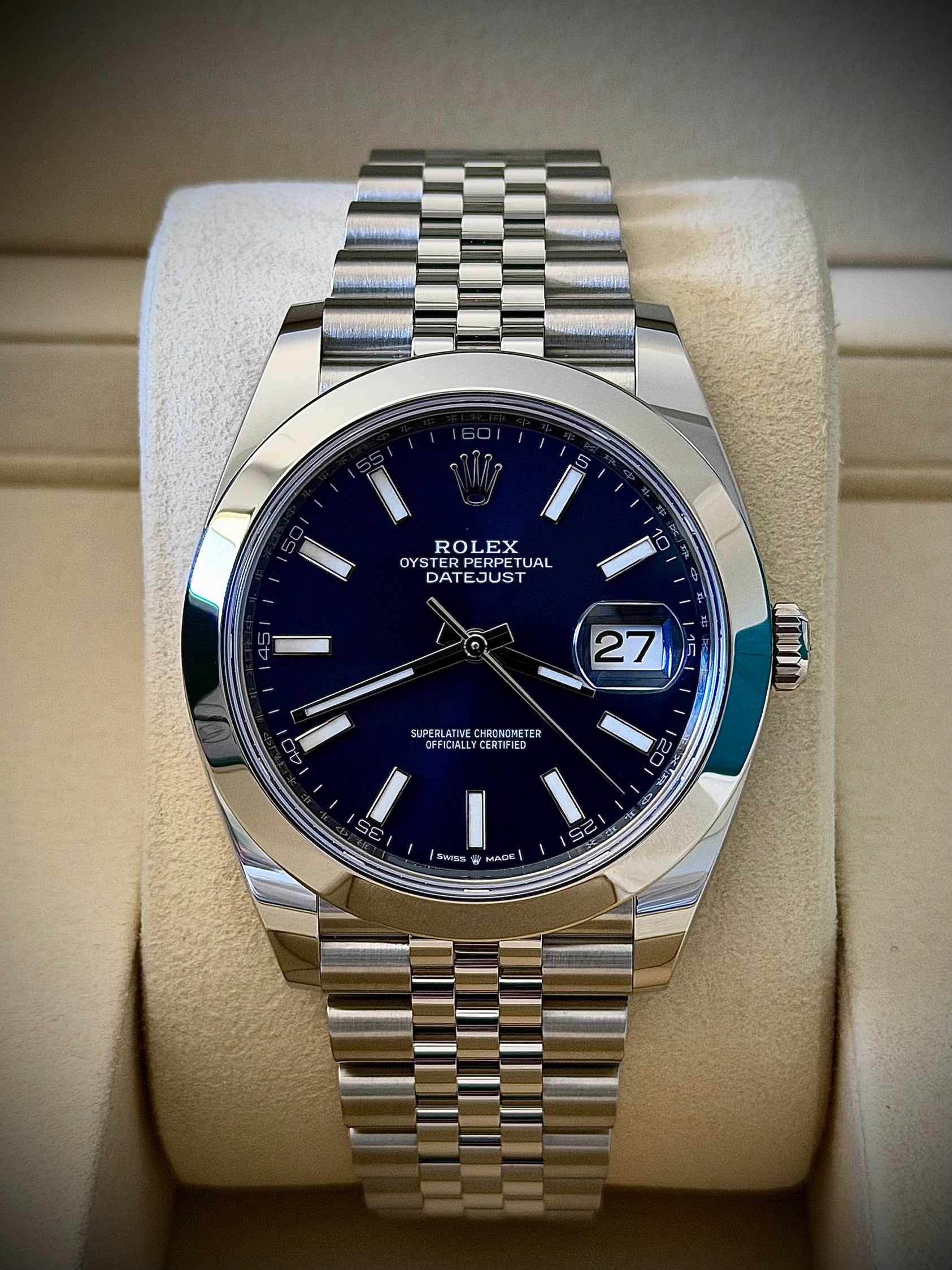 2026 ROLEX DATEJUST 41, BLUE DIAL, SMOOTH JUBILEE 126300, BRAND NEW, FULL SET, INC GST