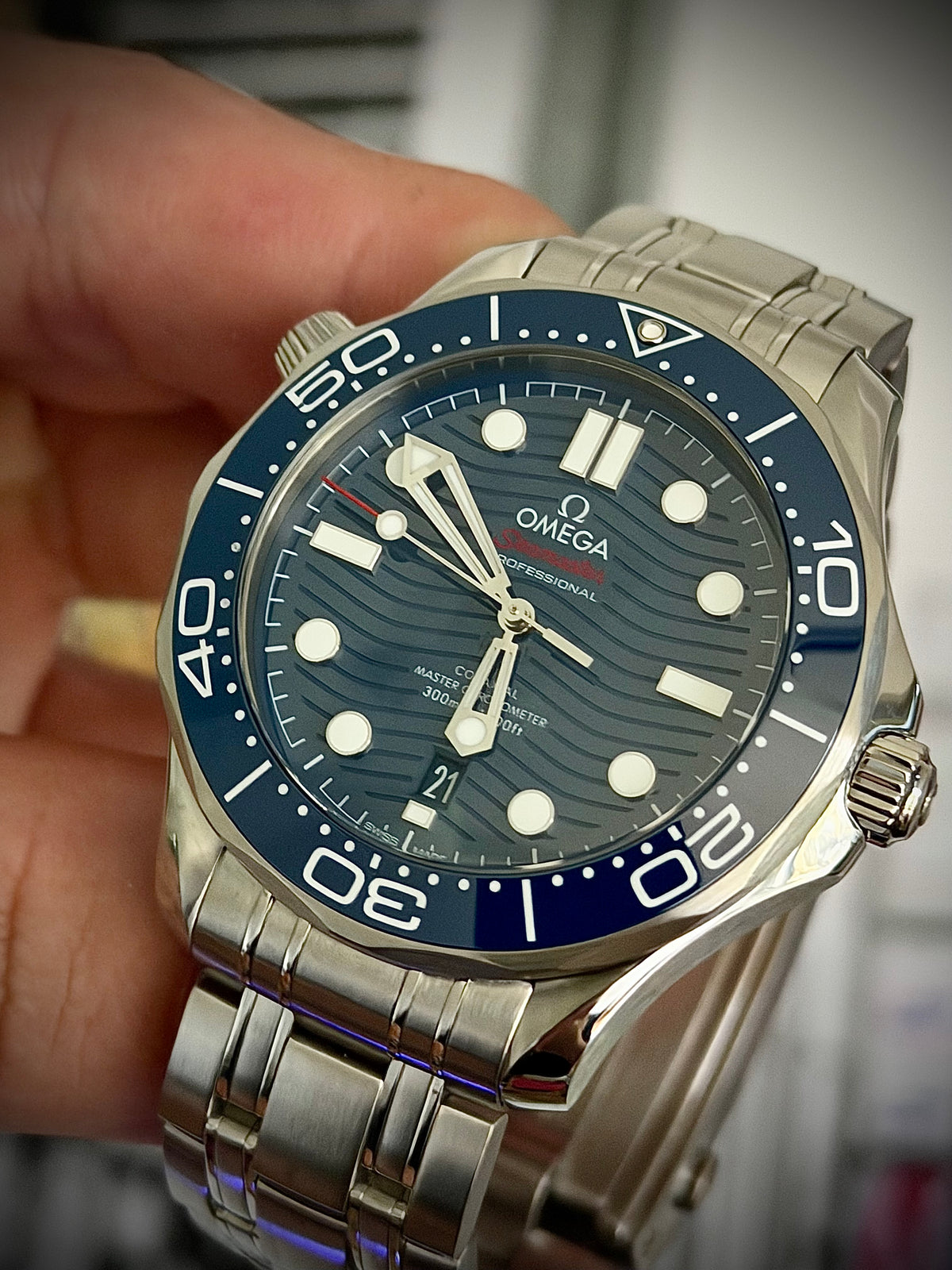 2024 OMEGA SEAMASTER DIVER 300M, 210.30.42.20.03.001, BLUE DIAL, STEEL BRACELET, FULL SET, INC GST