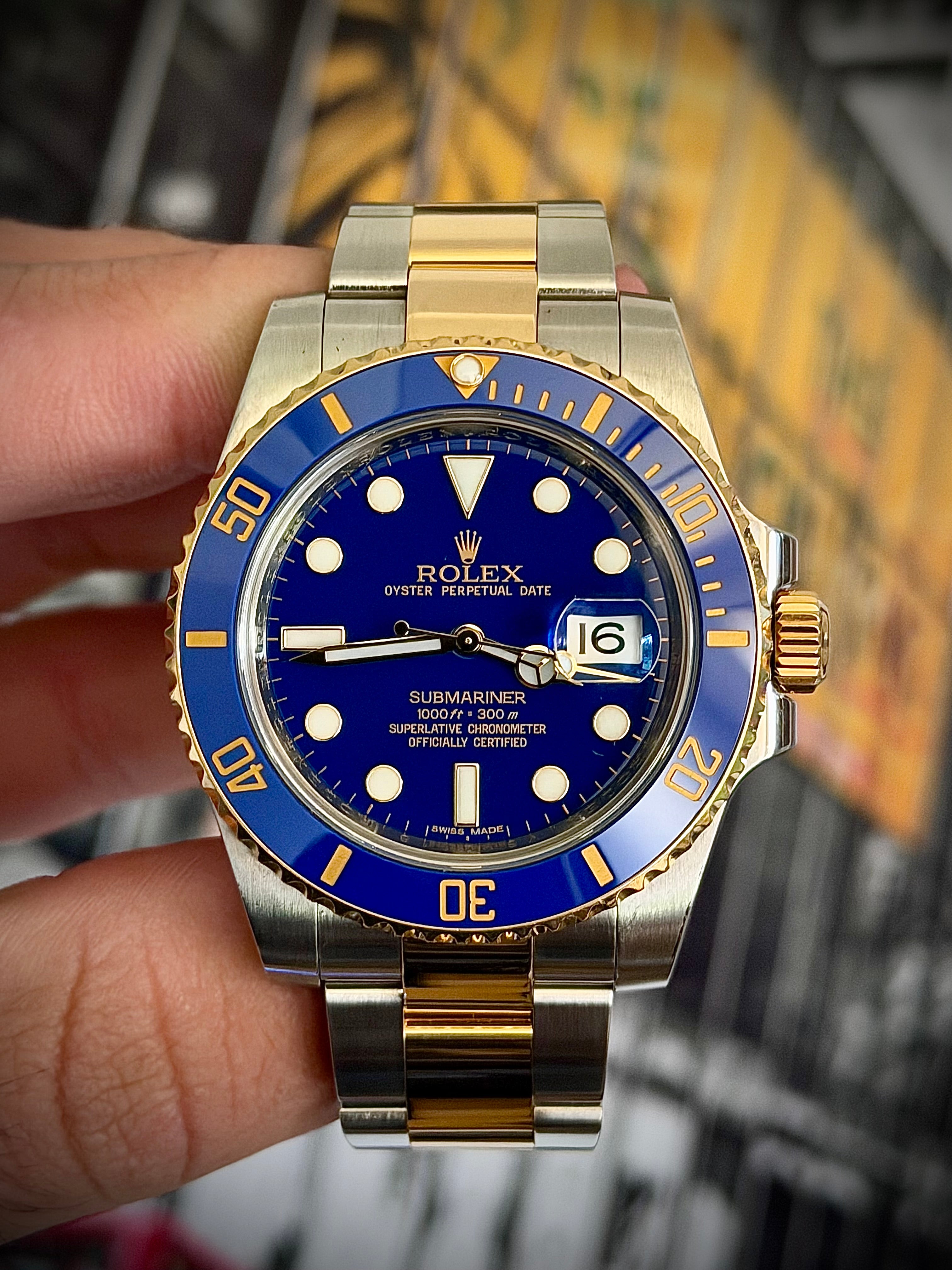 CIRCA 2010 ROLEX SUBMARINER DATE, 116613LB, MATTE BLUE “SMURF” DIAL, BOX & BOOKLETS, INC GST