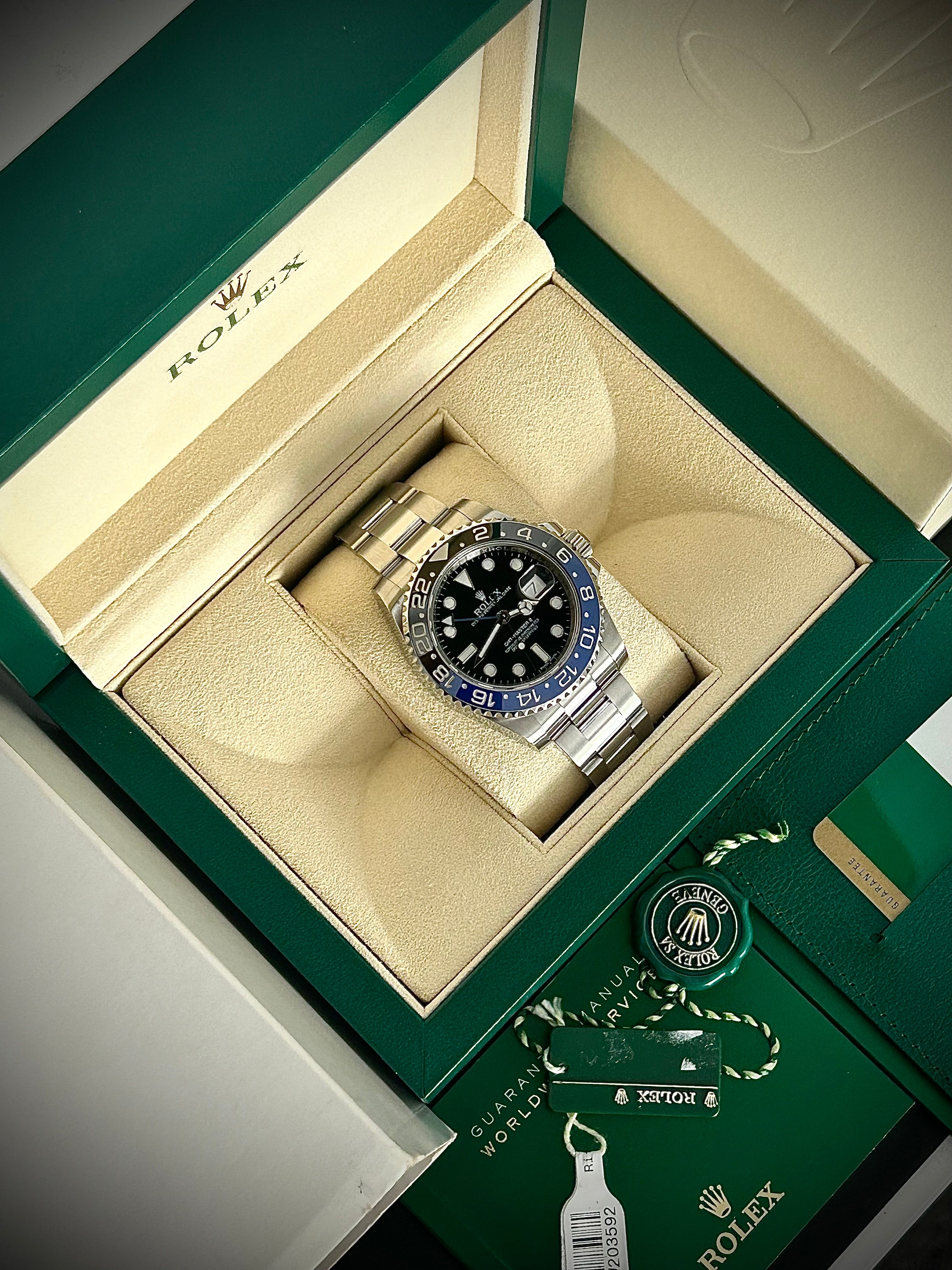 2015 ROLEX GMT MASTER II, BATMAN, 116710BLNR, FULL SET, INC GST
