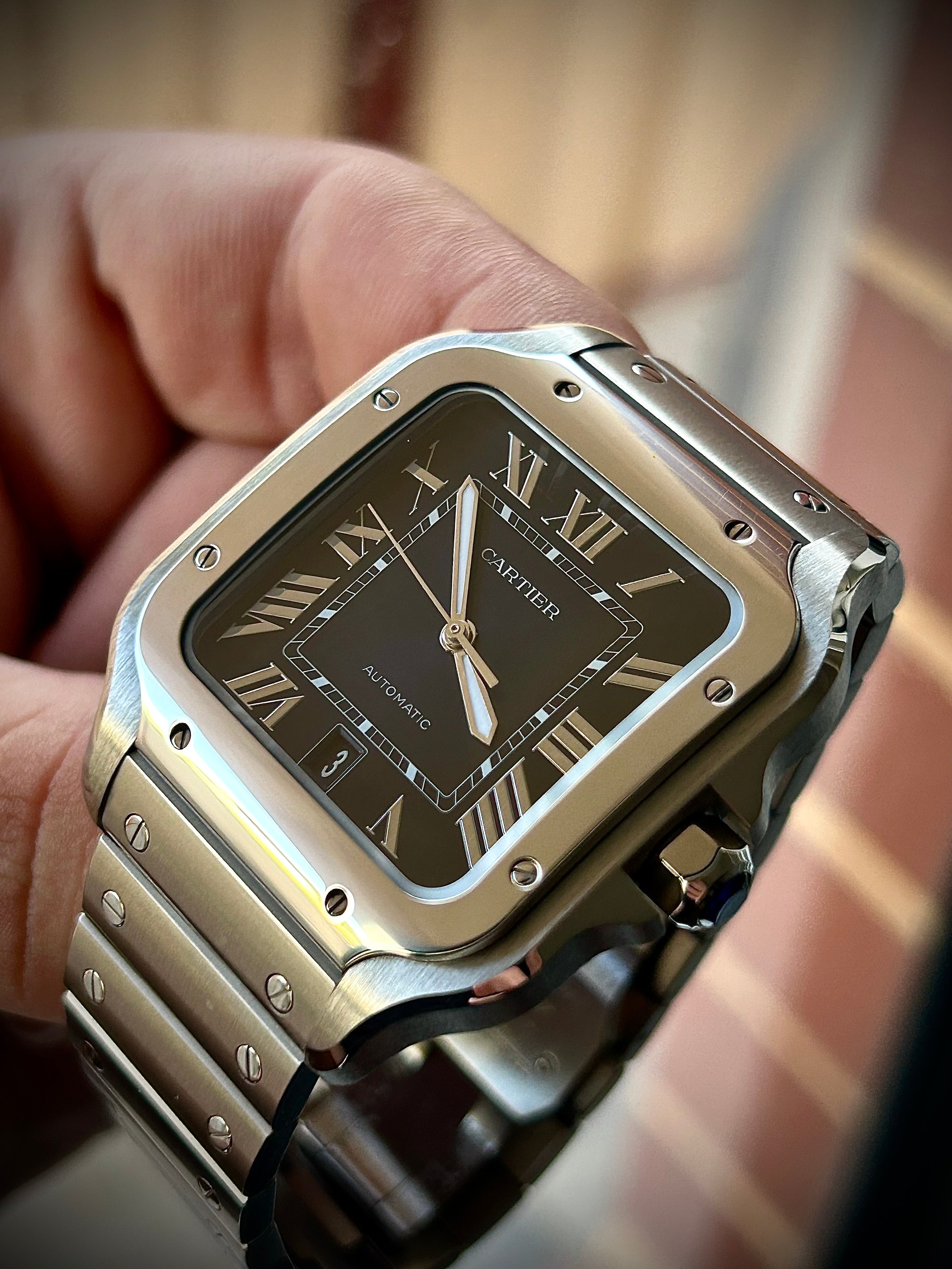 2022 CARTIER SANTOS DE CARTIER LARGE, BLUE DIAL, WSSA0030, FULL SET, INC GST