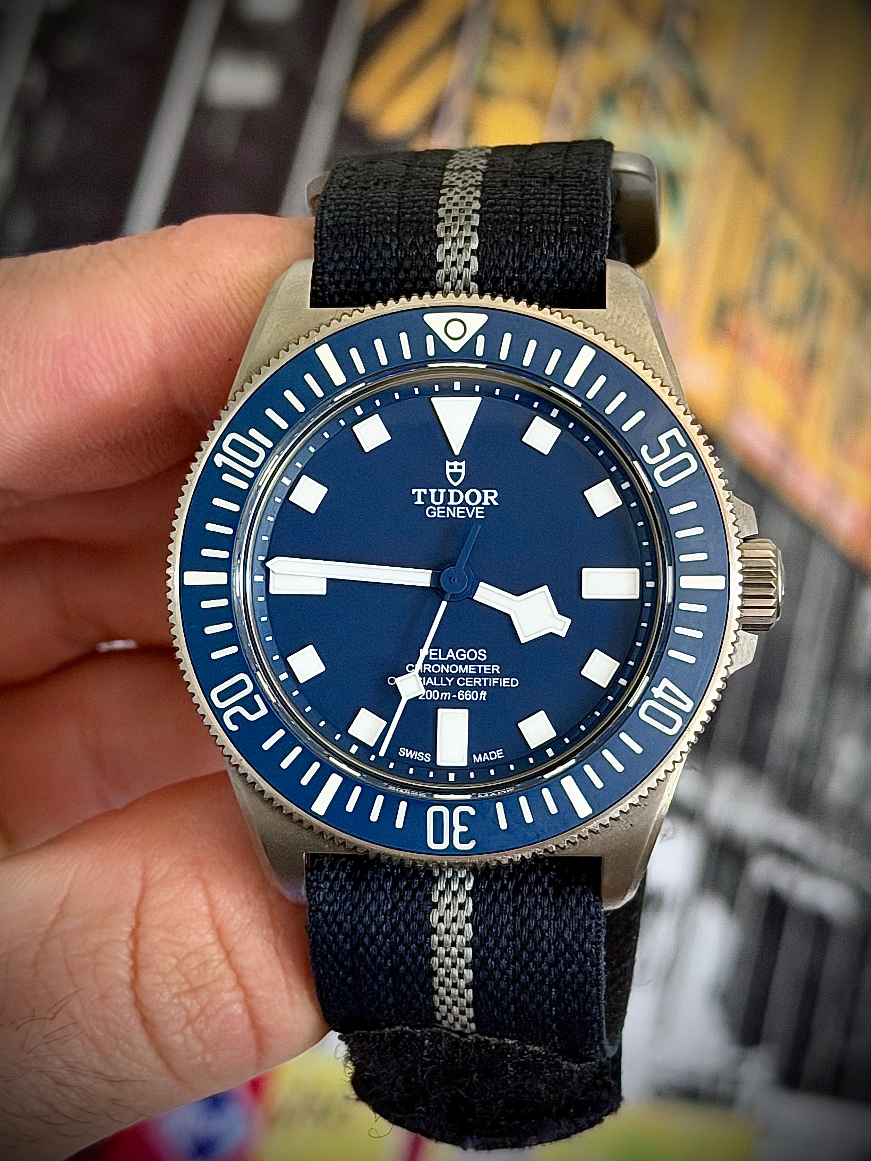2023 TUDOR PELAGOS FXD “MARINE NATIONALE”, 25707B/23, BLUE DIAL, TITANIUM, FULL SET, INC GST