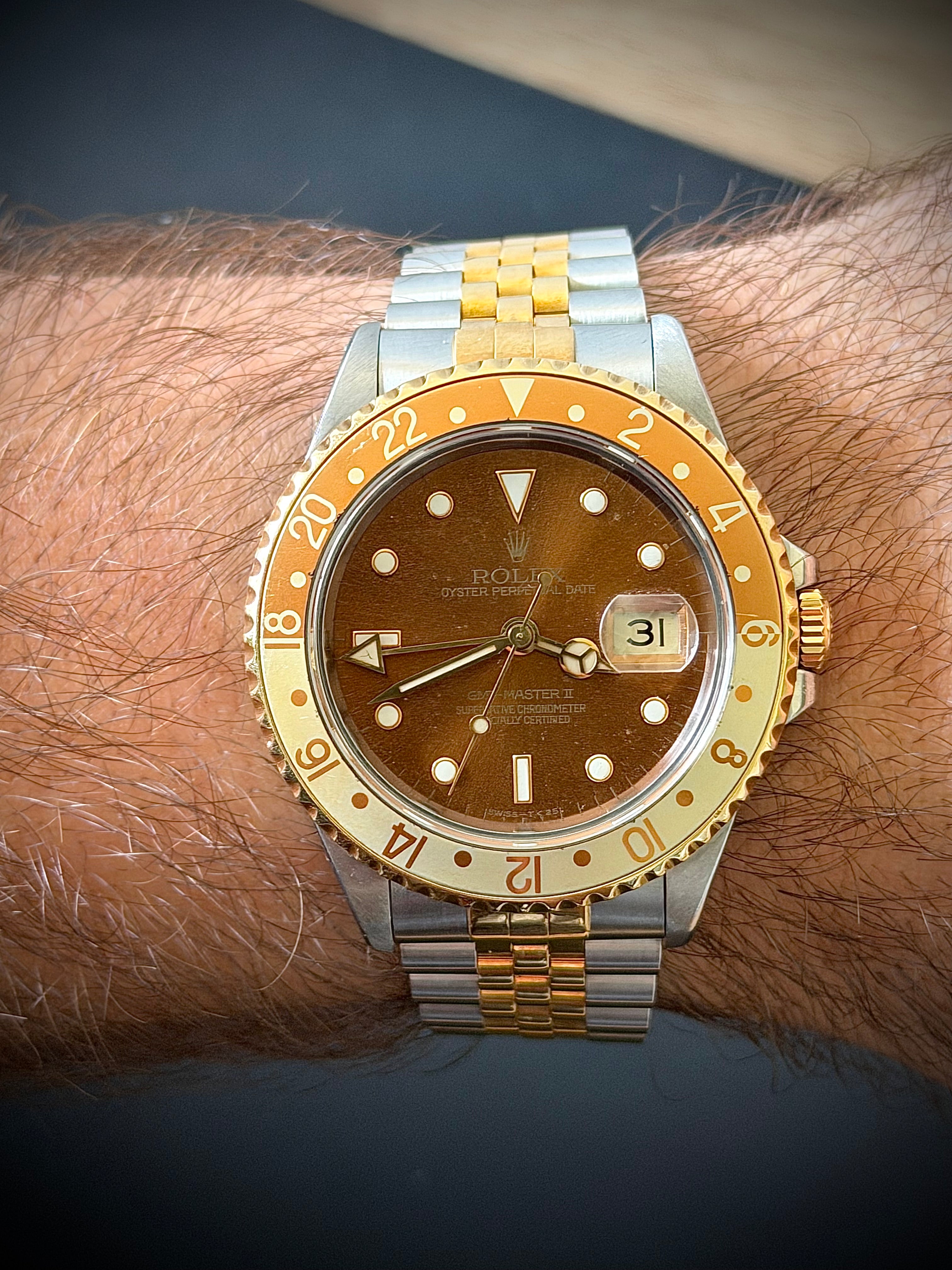 1989 ROLEX GMT-MASTER II, ROOT BEER, 16713, WATCH ONLY, INC GST