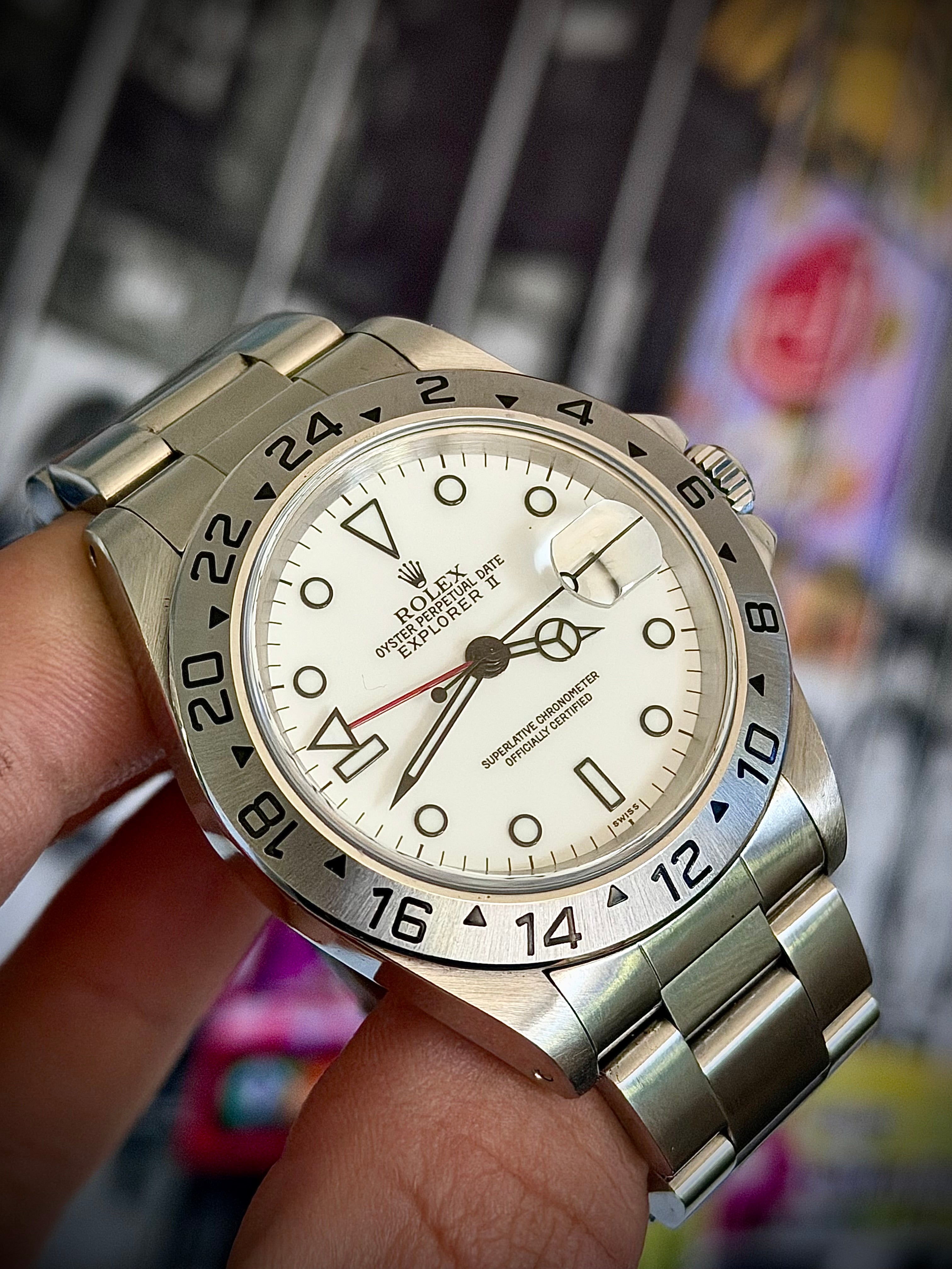 1999 ROLEX EXPLORER II “POLAR”, SWISS ONLY DIAL, 16570, FULL SET, INC GST