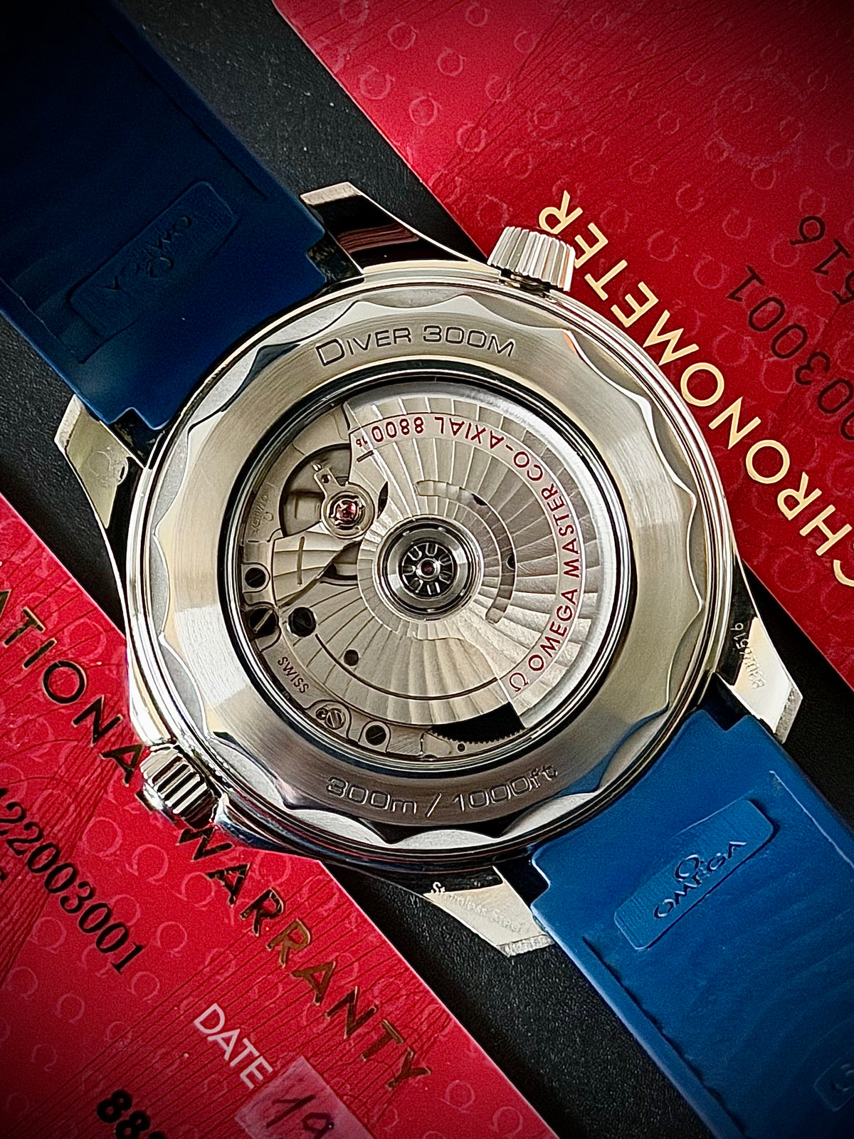 2024 OMEGA SEAMASTER DIVER 300M, 210.32.42.20.03.001, BLUE DIAL, BLUE RUBBER STRAP, FULL SET, INC GST