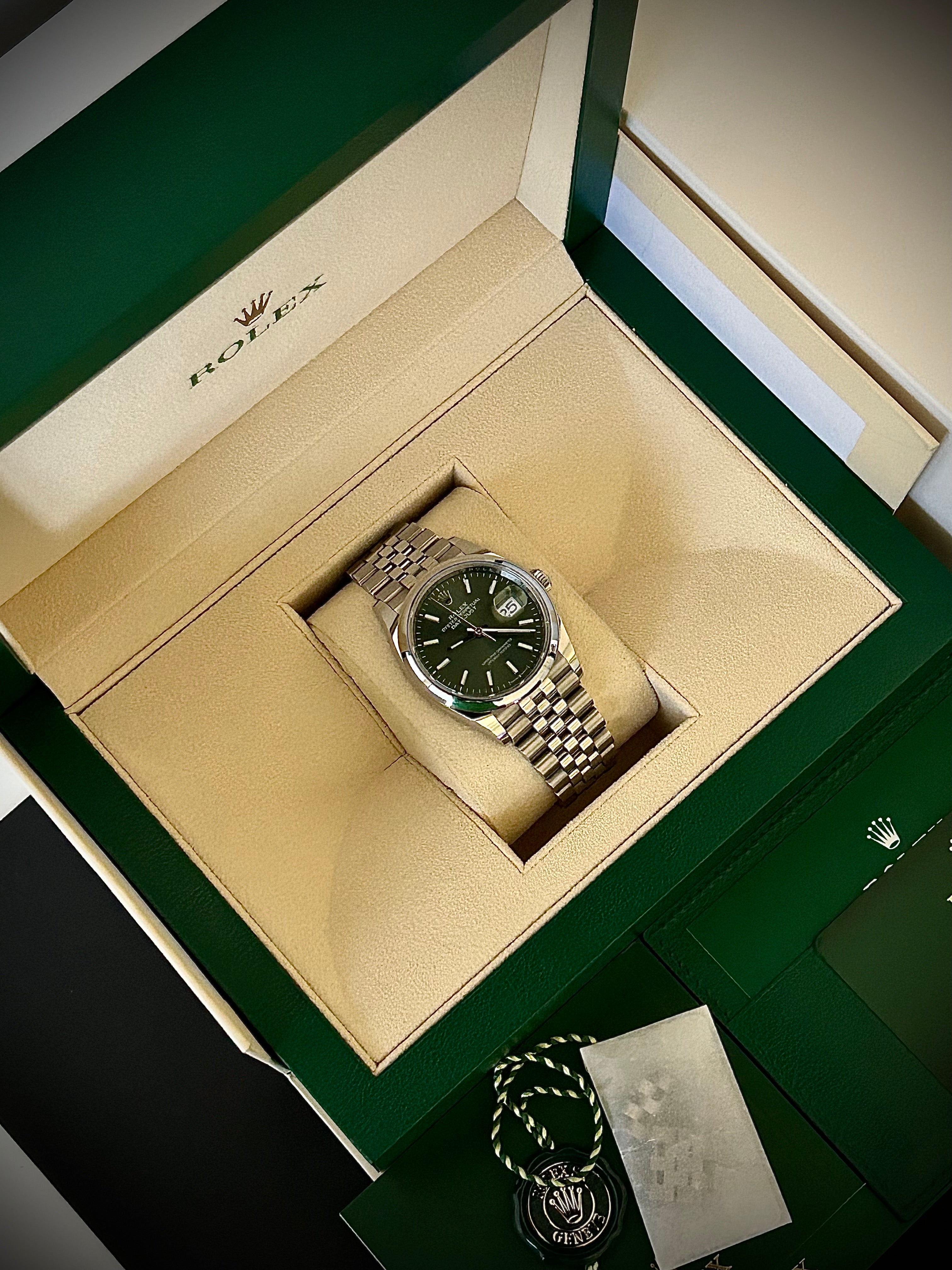 2022 ROLEX DATEJUST 36 MINT GREEN DIAL, 126200, FULL SET, INC GST