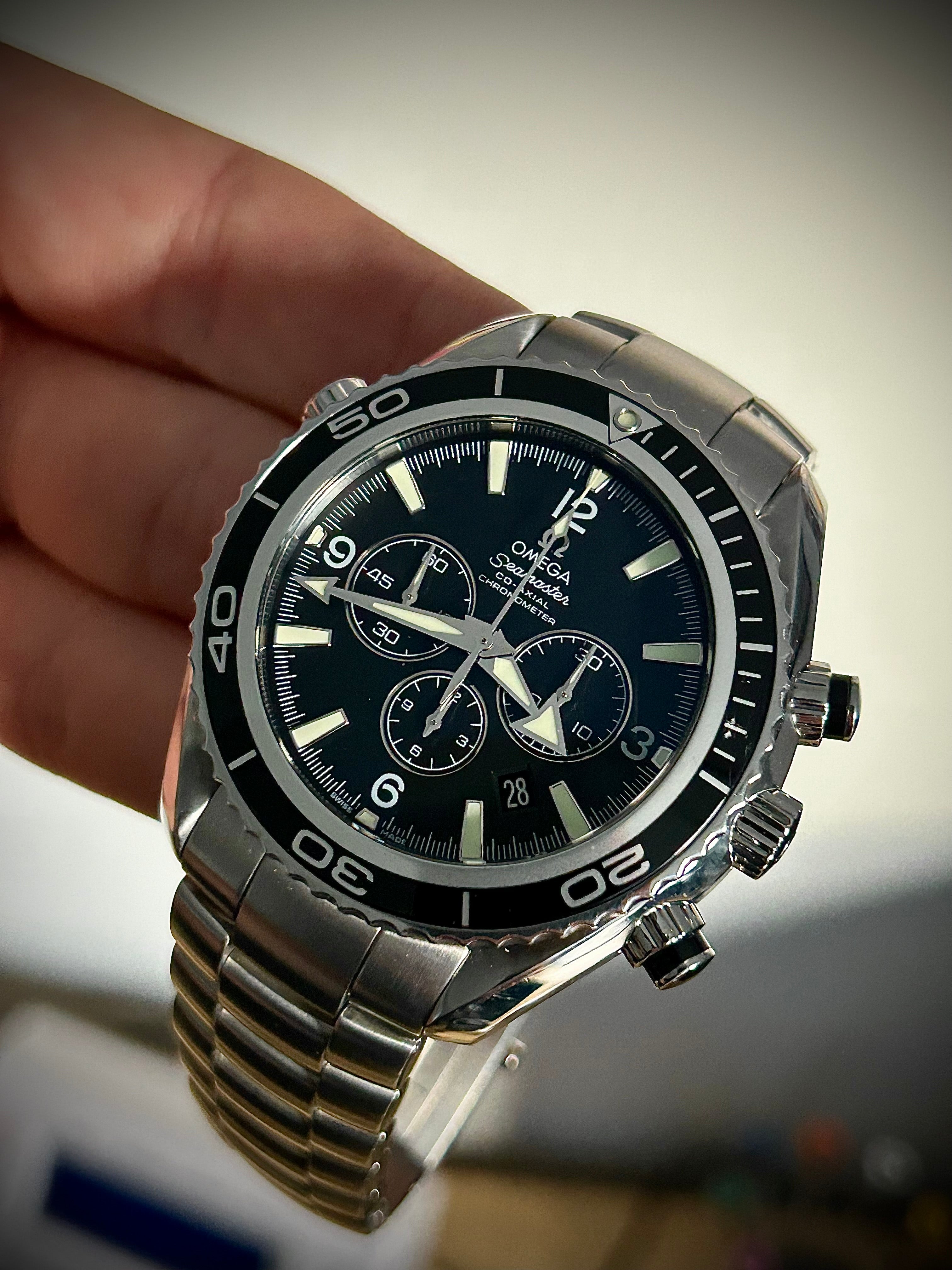 2010 OMEGA SEAMASTER PLANET OCEAN CHRONOGRAPH, 45.5MM, FULL SET, INC GST