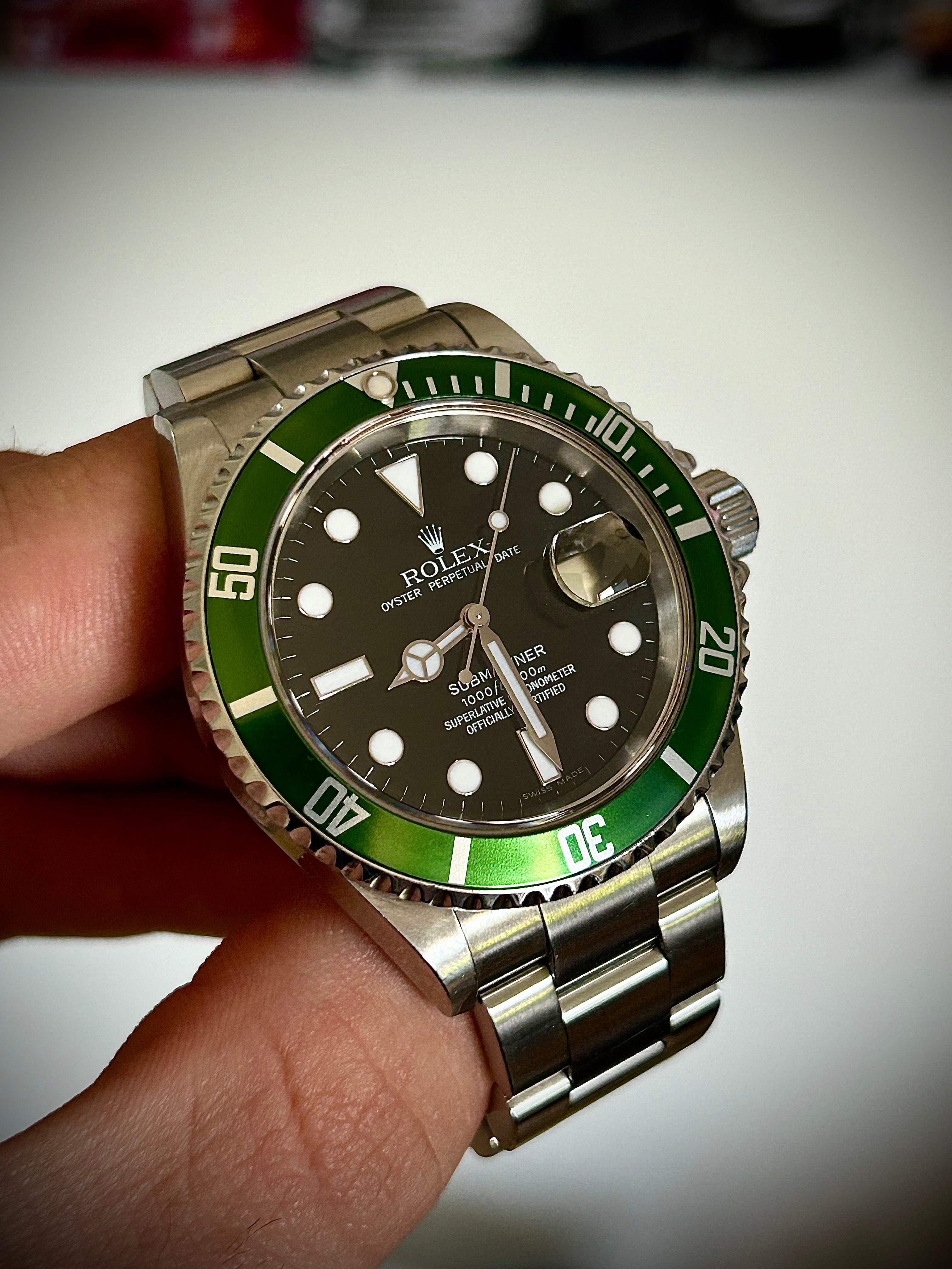2007 ROLEX SUBMARINER DATE, KERMIT, 16610LV, FULL SET, WITH RSC, INC GST