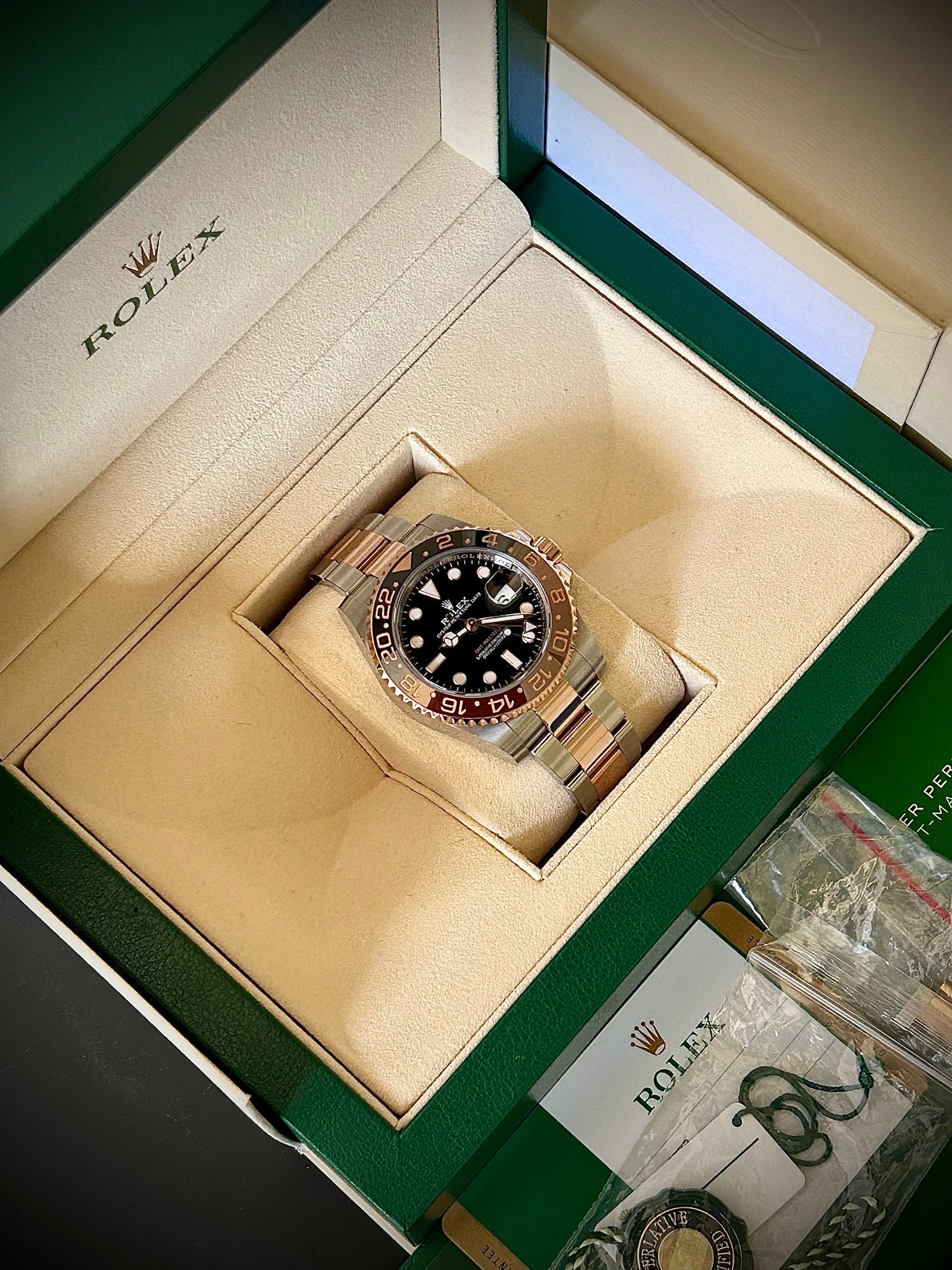 2019 ROLEX GMT MASTER II, ROOTBEER, 126711CHNR, FULL SET, INC GST