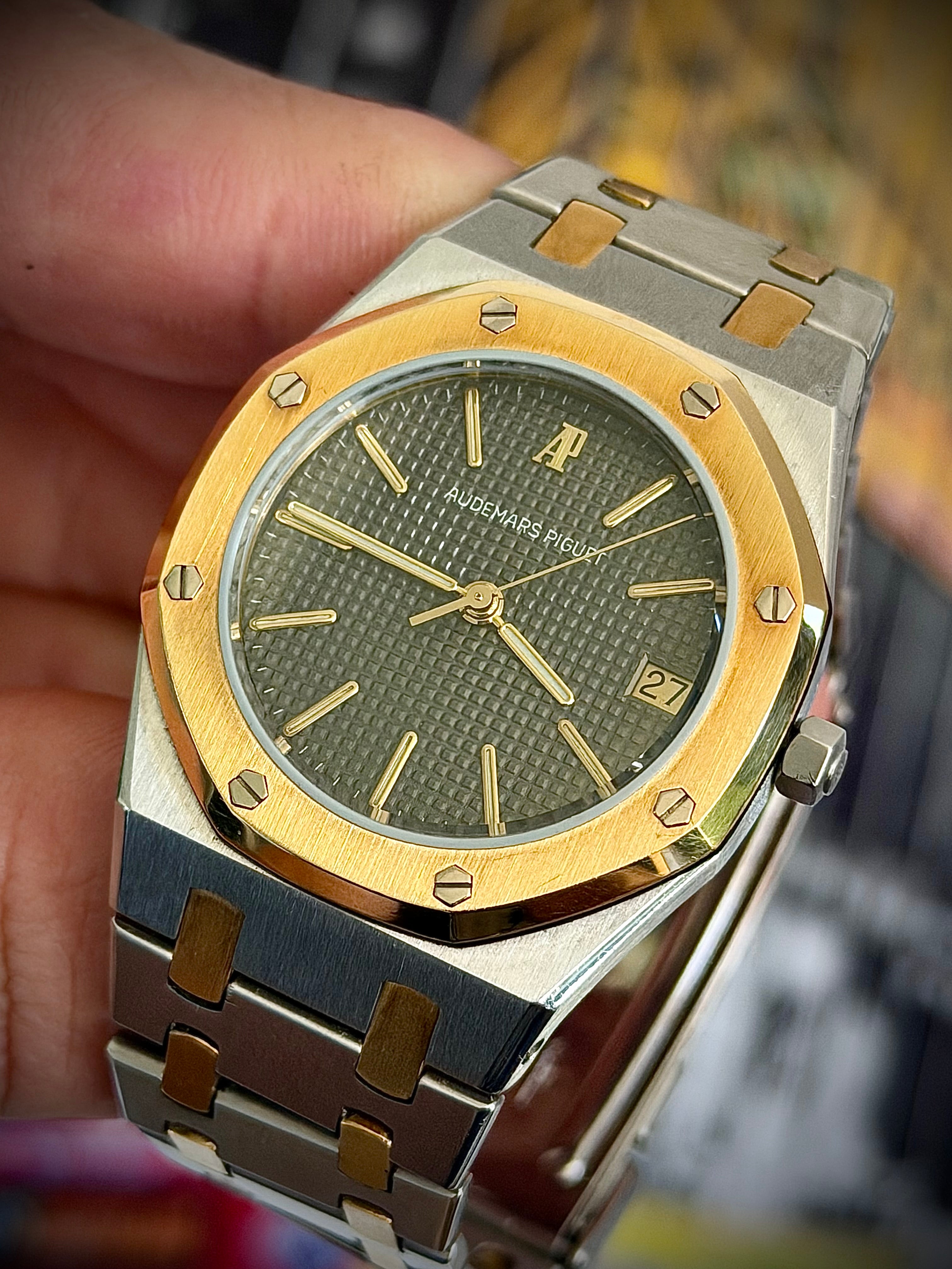 CIRCA 1980 AUDEMARS PIGUET ROYAL OAK, 4100SA, TWO TONE, WATCH & BOX, INC GST