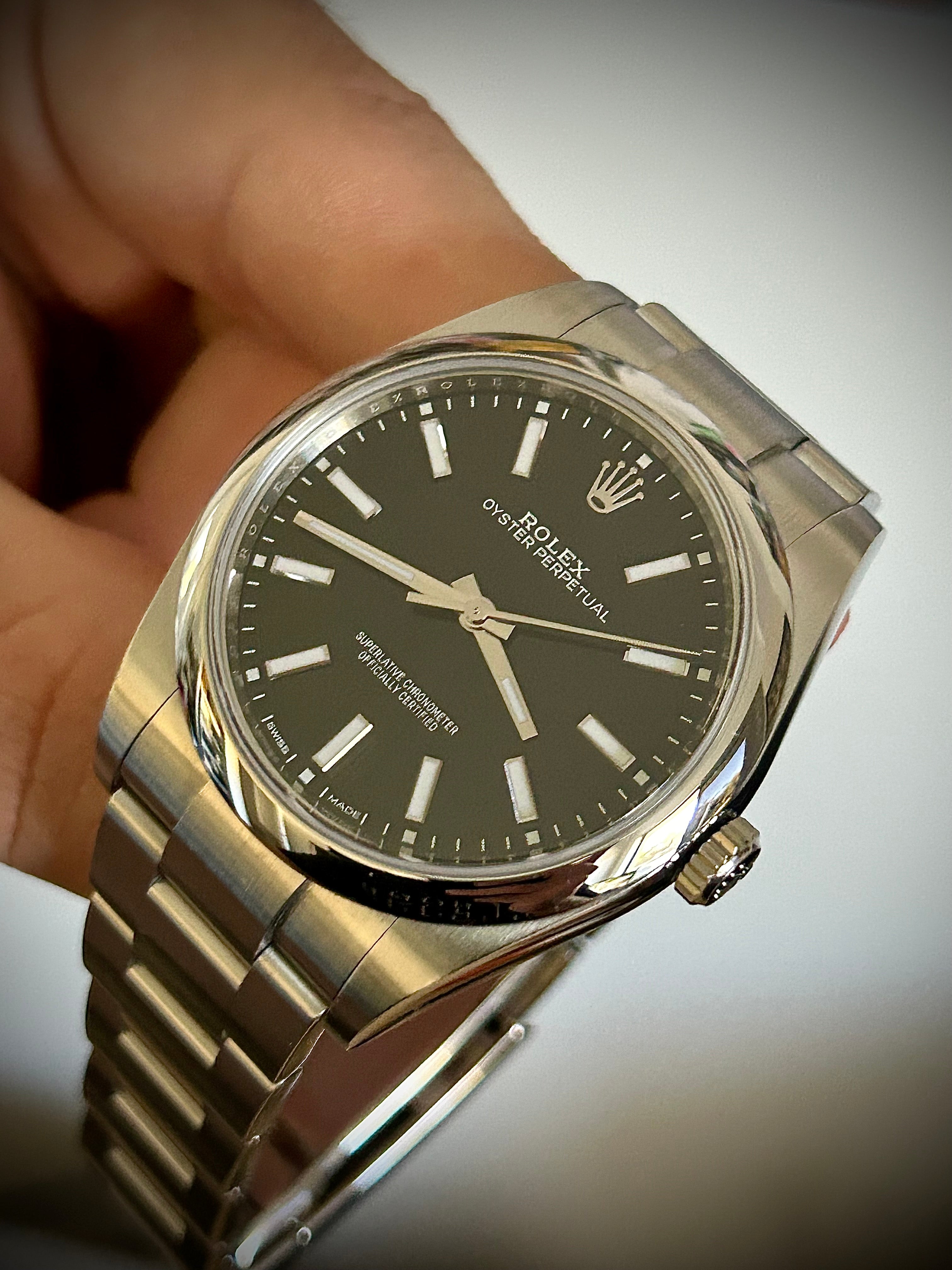 2019 ROLEX OYSTER PERPETUAL 39 BLACK DIAL, 114300, FULL SET, INC GST