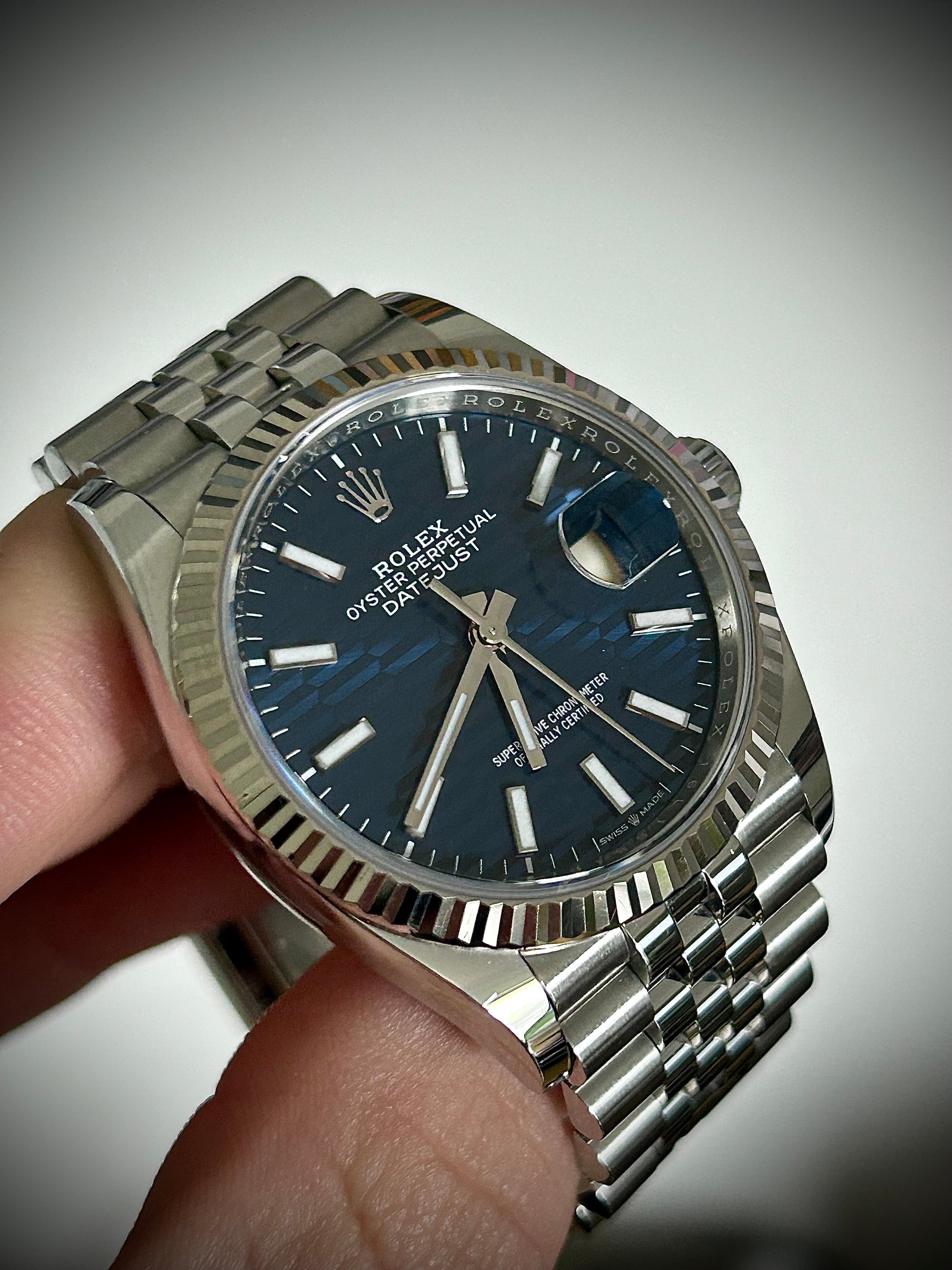 2022 ROLEX DATEJUST 36, 126234, BLUE MOTIF DIAL, FULL SET, INC GST