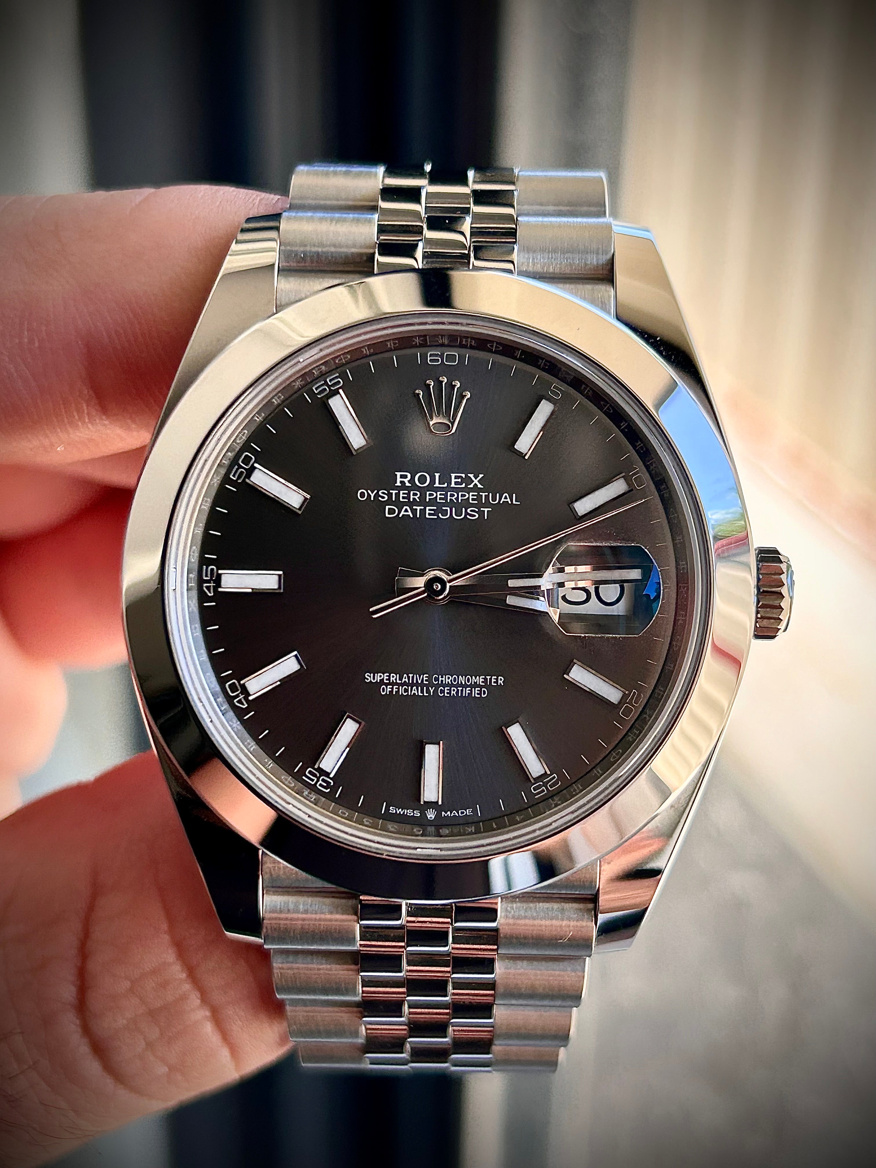 2024 ROLEX DATEJUST 41, SLATE DIAL, 126300, SMOOTH JUBILEE, FULL SET, INC GST