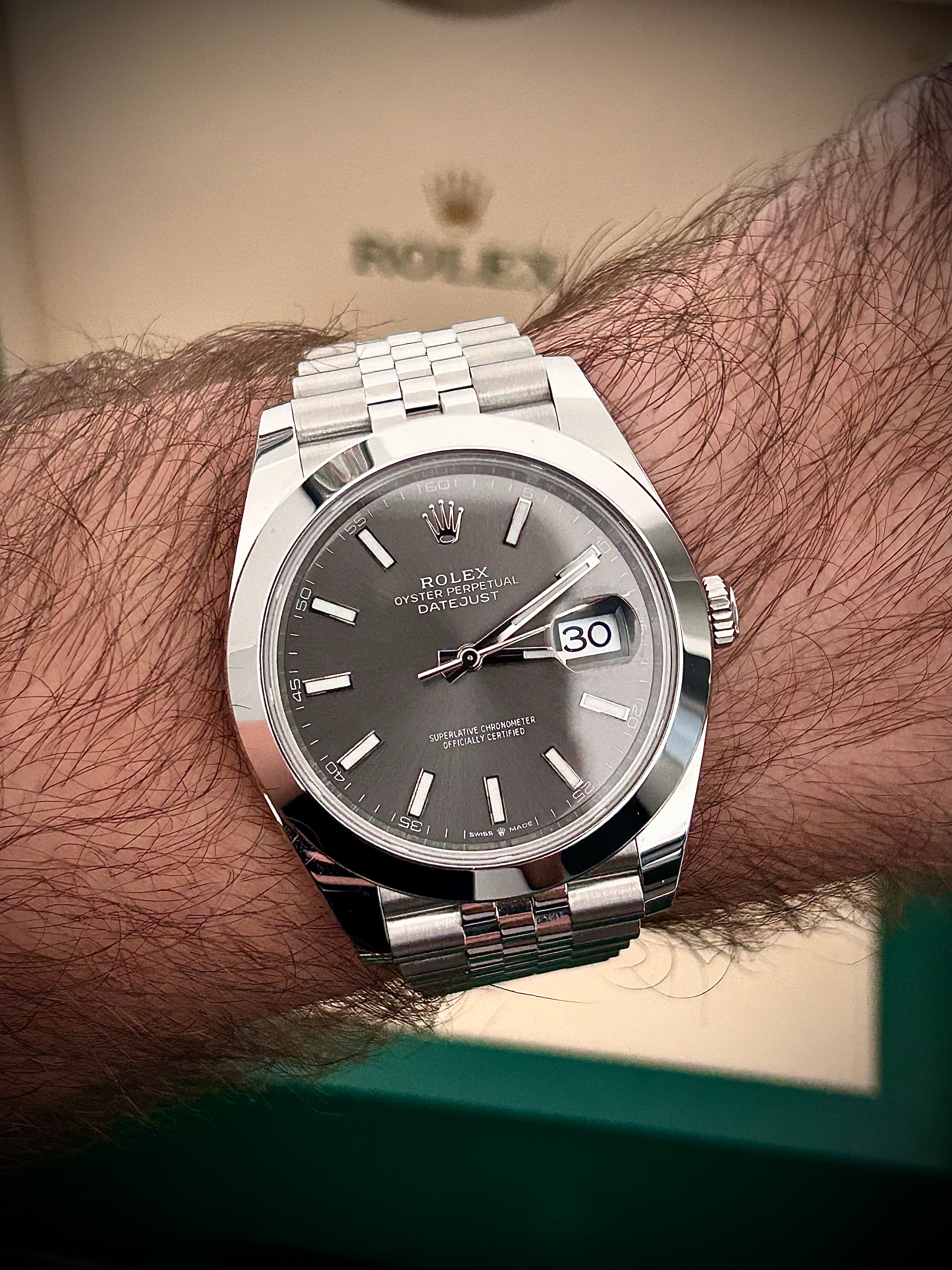 2024 ROLEX DATEJUST 41, SLATE DIAL, 126300, SMOOTH JUBILEE, FULL SET, INC GST