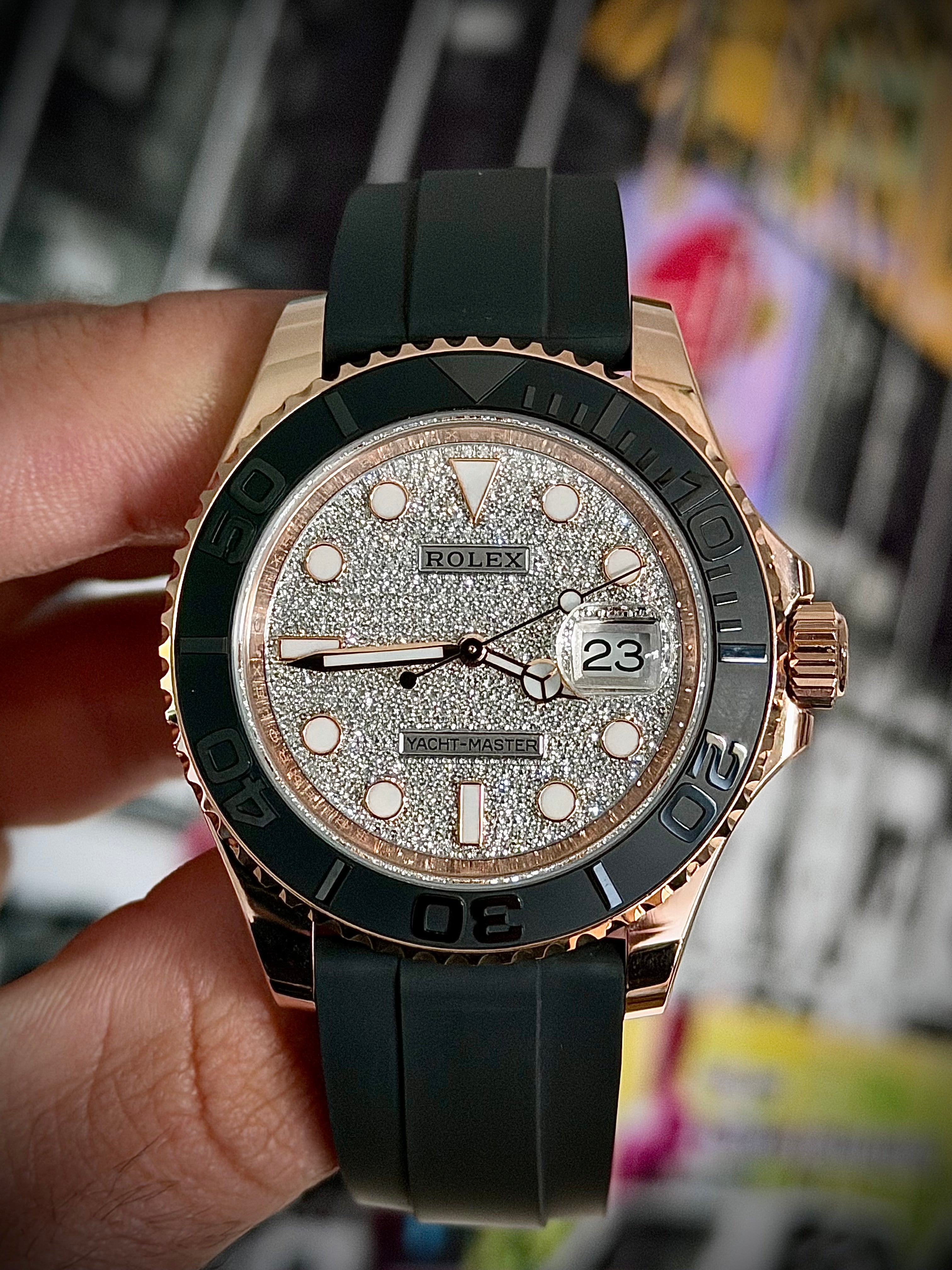 2019 ROLEX YACHT-MASTER 40, 116655, FACTORY PAVÉ DIAMOND DIAL, FULL SET, INC GST